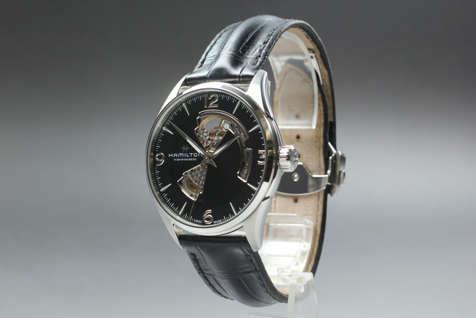 [Exc+5 Box] HAMILTON Jazzmaster H327050 Open Heart Black Automatic Mens Watch JP