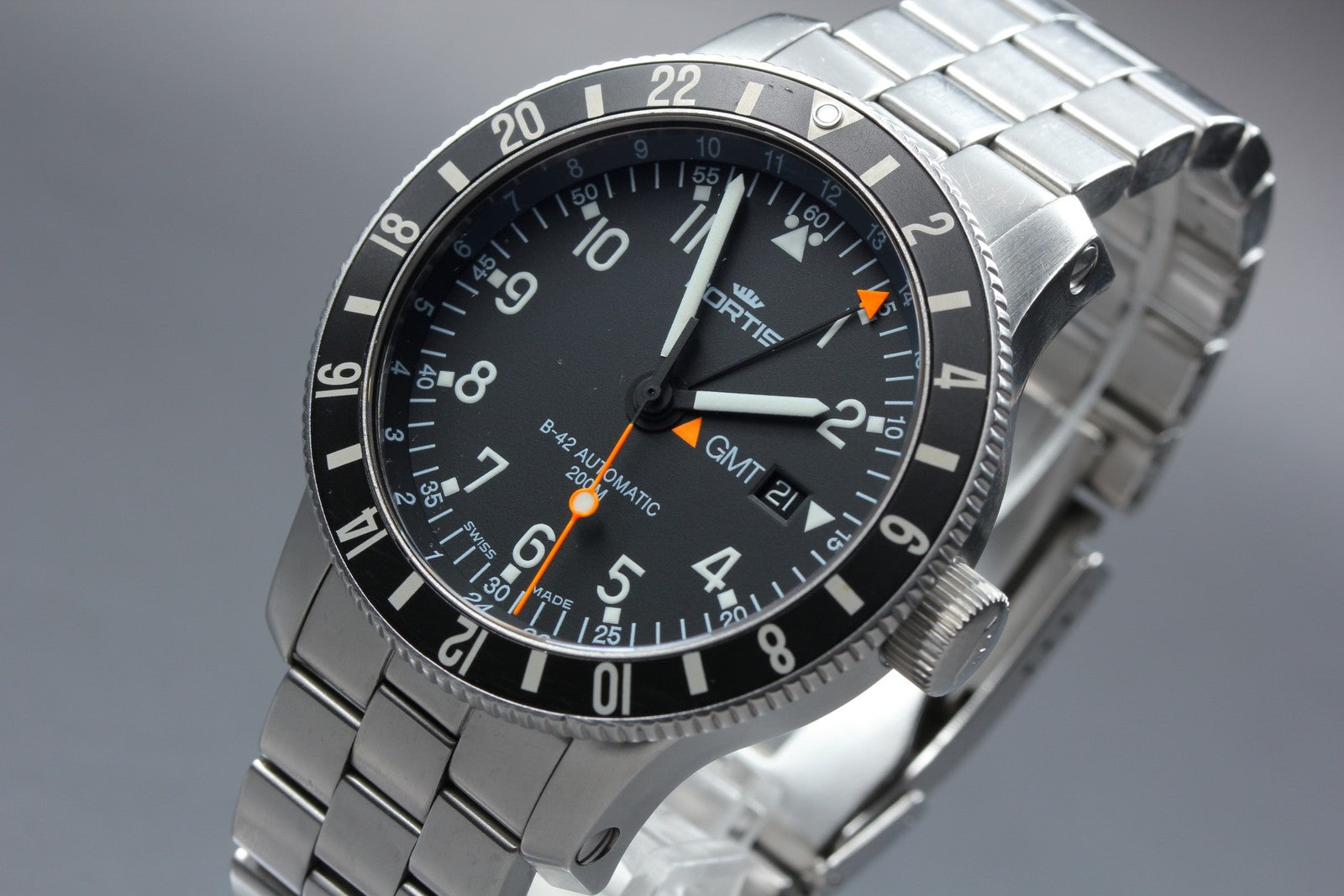Overhauled FORTIS Cosmo Note 649.10.148.3 Automatic Men's Watch 44mm JAPAN