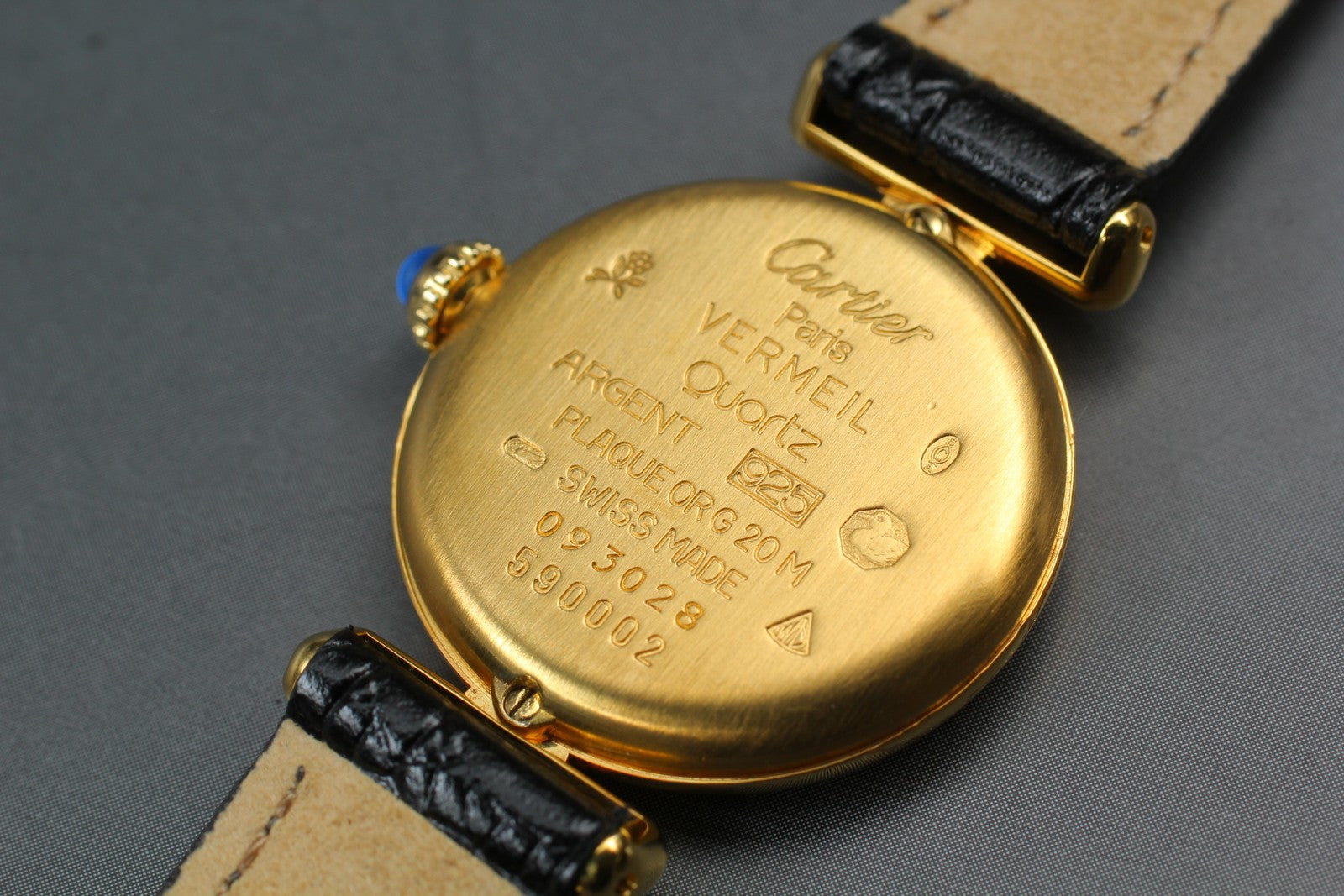 Vintage [Near MINT] Cartier Must Colisee Vermeil 590002 Black Women's Qz Watch