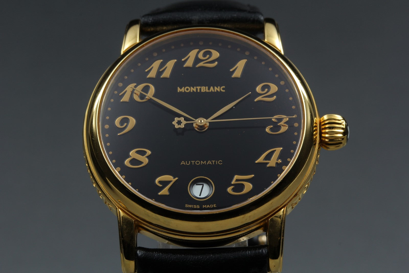 MONTBLANC Meisterstuck 7004 Automat Black Dial Men's Watch 35mm JAPAN Box