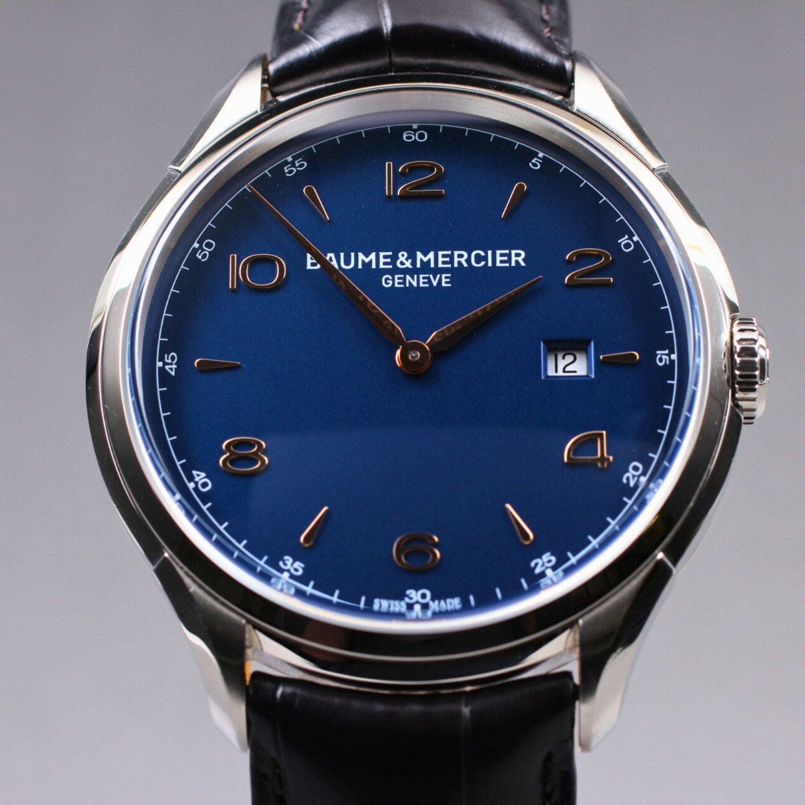 BAUME＆MERCIER Clifton 65846 Quartz Blue Dial Men's Watch 45mm JAPAN Box