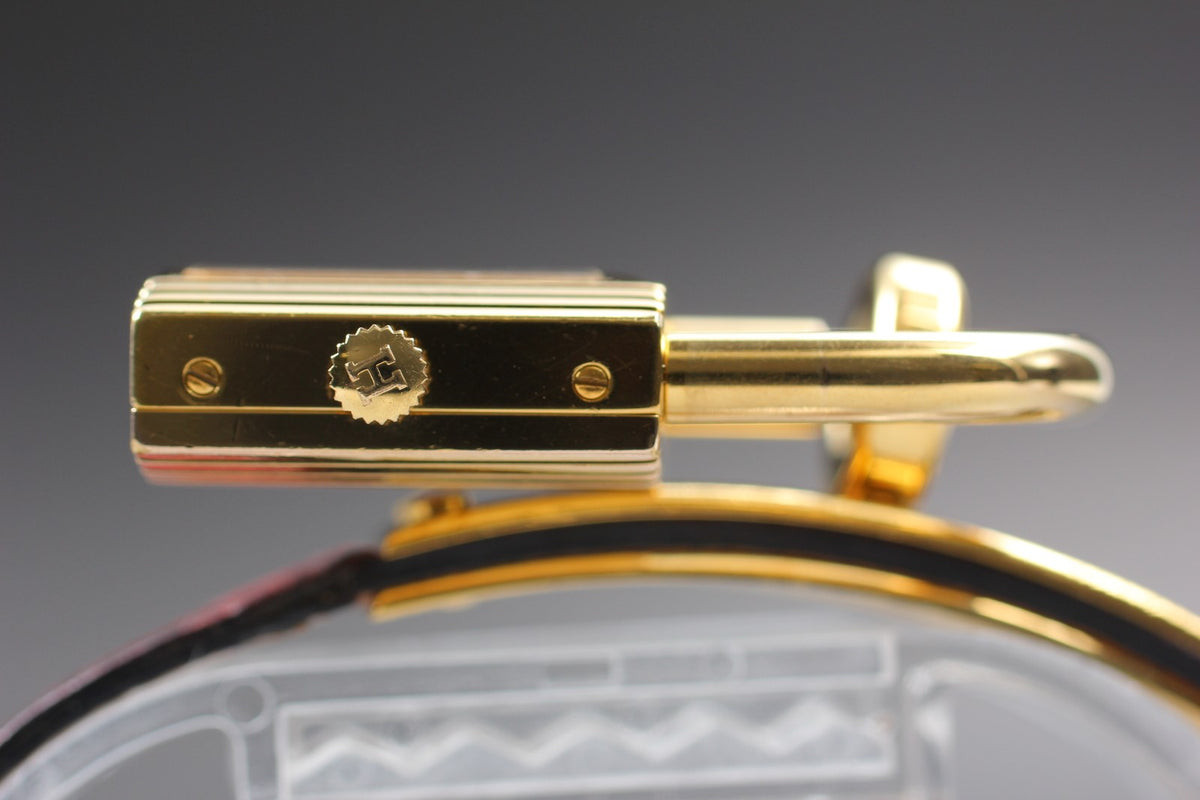 Vintage [Exc+5 Box] HERMES Kelly Watch Gold Red "U" Woman's Quartz Watch JAPAN