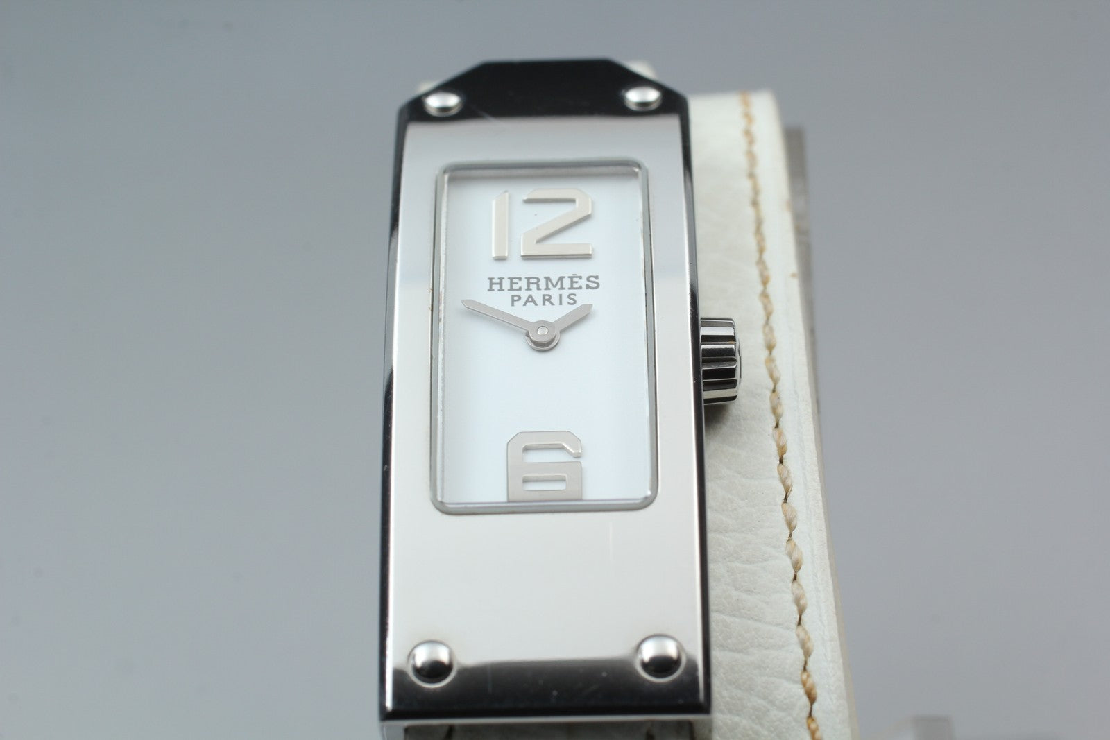 HERMES Kelly 2 Double Tour KT1.210 White 15mm "I" Quartz Women's Watch [w /Box]