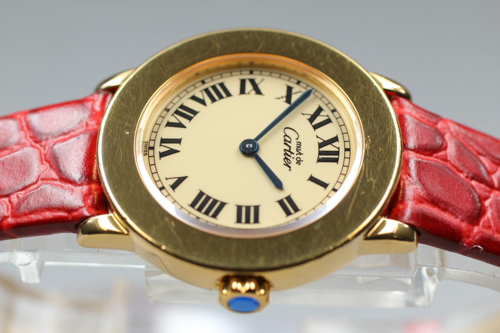 Vintage [Exc+5] Cartier Must Ronde de Cartier 1801 Red 22mm Women's Quartz Watch