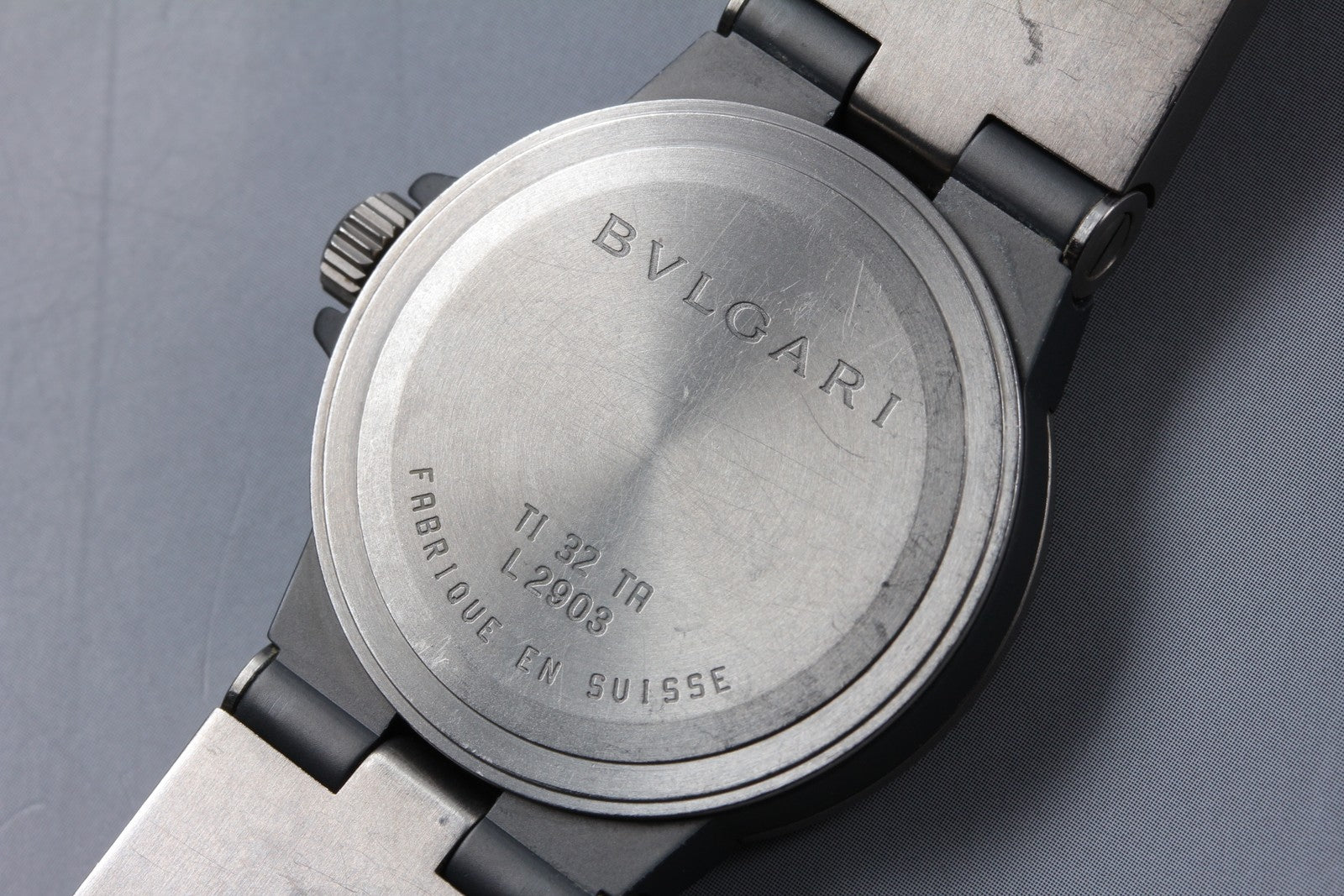 New Batt BVLGARI Diagono TI32TA Titanium Black Quartz Men's Watch 32mm Exc+5