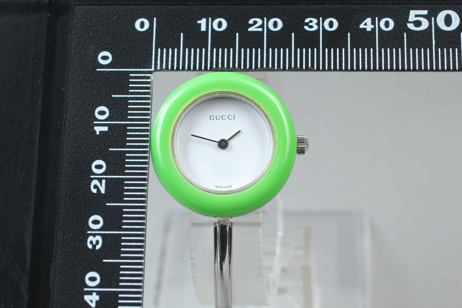 Vintage [Exc+5] Gucci Change Bezel 11/12.2L Green Silver Women's Quartz Watch
