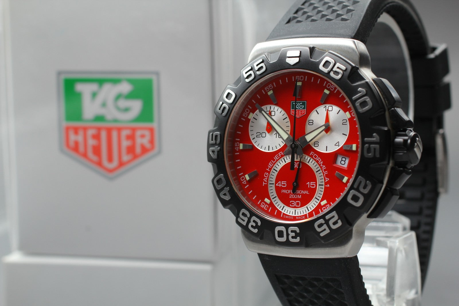 Used* TAG Heuer Formula 1 CAH1112 Red Chronograph Quartz Men's Watch 42mm JAPAN