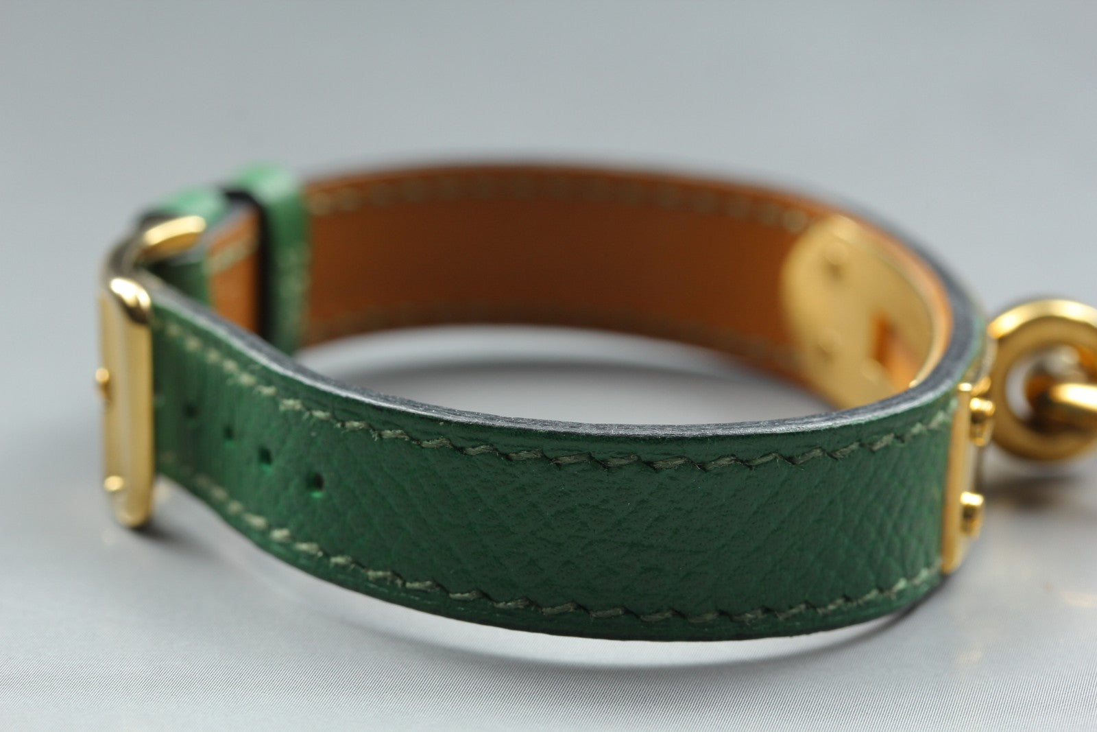 Vintage [Exc+5 Box] HERMES Kelly Watch Gold Green Woman's Quartz Watch JAPAN
