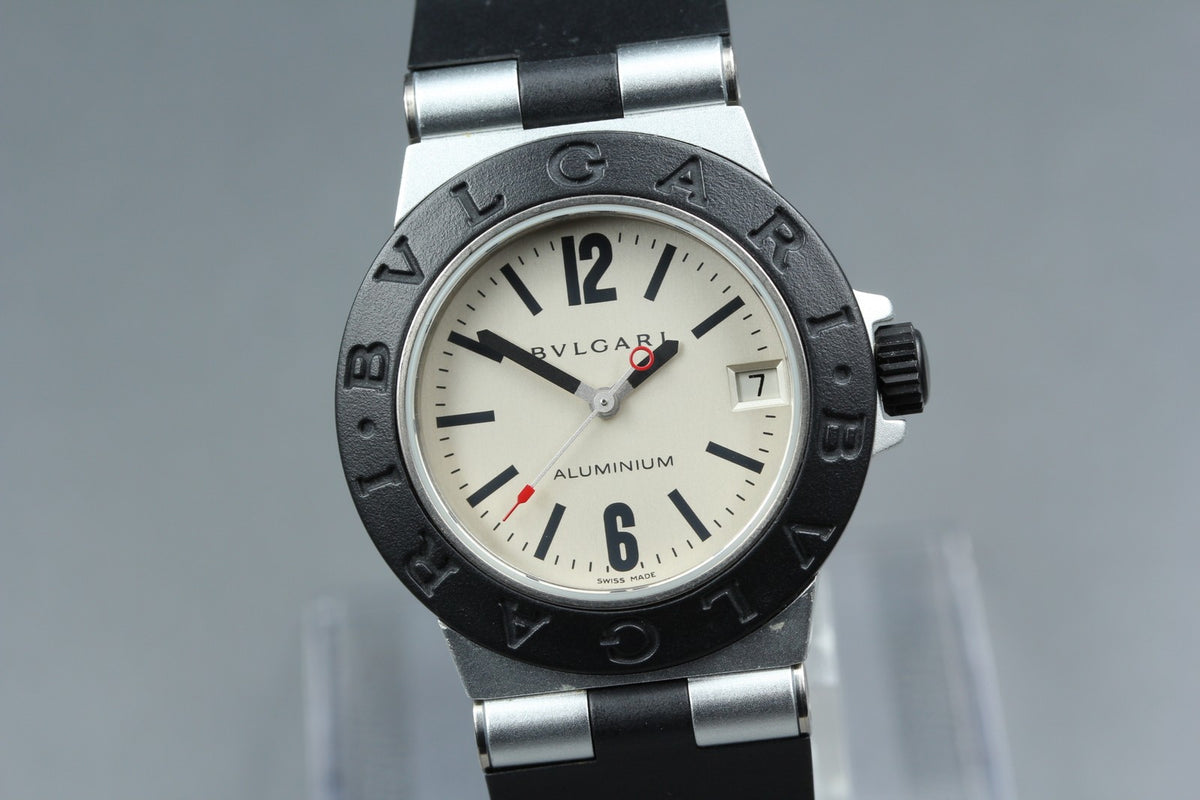 New Batt Vintage BVLGARI Aluminum Date AL32TA Quartz Unisex Watch 32mm JAPAN Box
