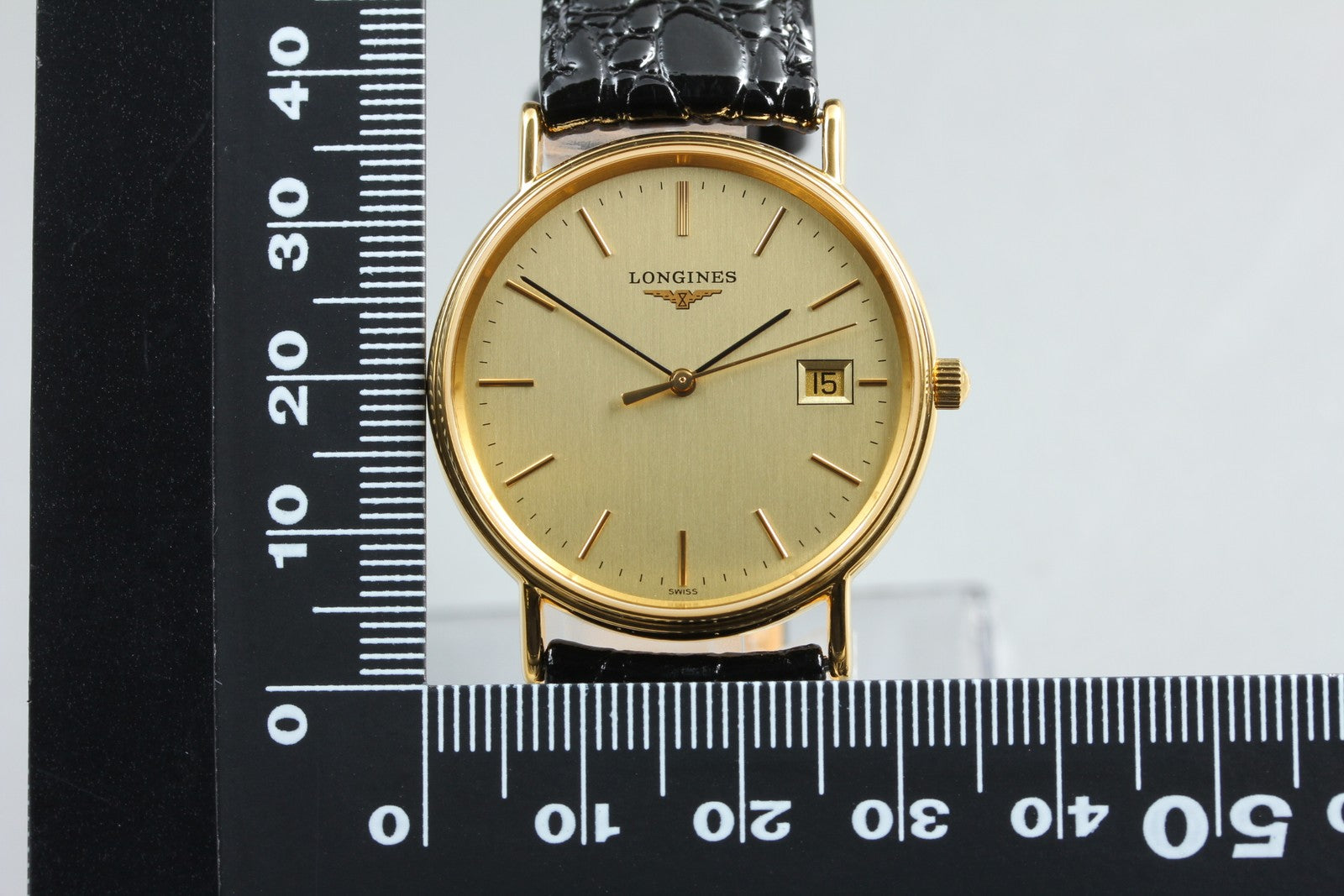 [Near MINT-] LONGINES Grand Classic L4.720.2 Gold Black 32mm Quartz Men's Watch