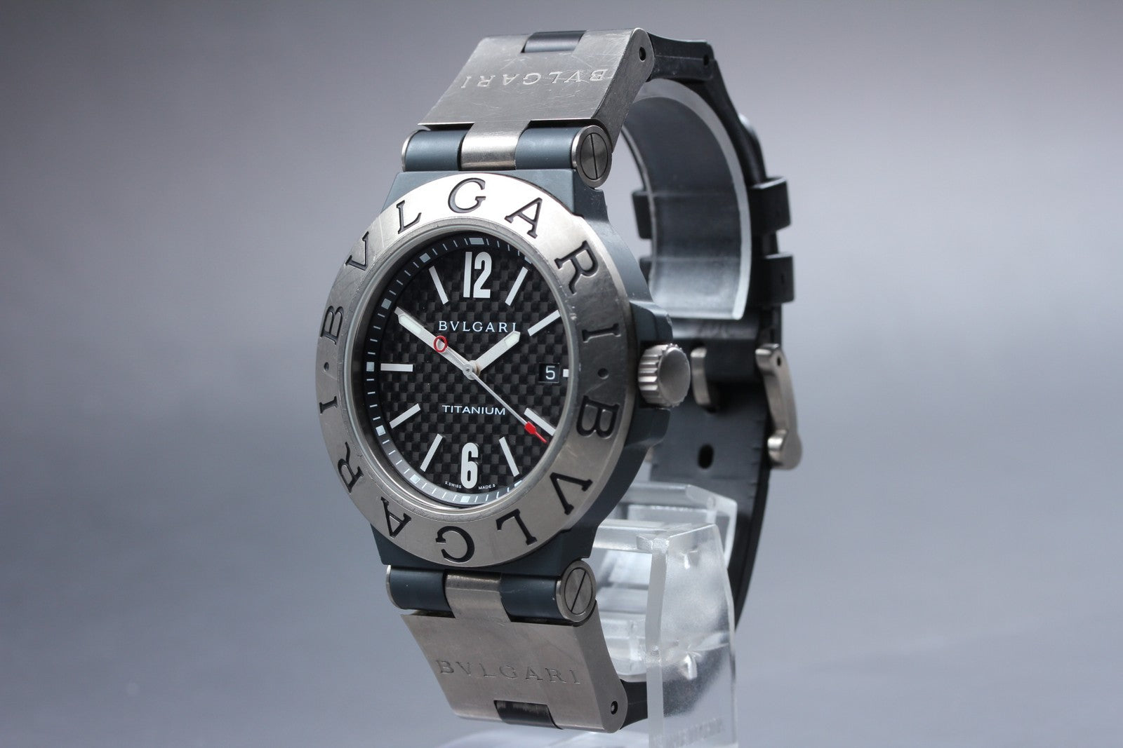 BVLGARI Diagono Titanium TI44TA Automatic Date Men's Watch 44mm JAPAN Exc+5*Box