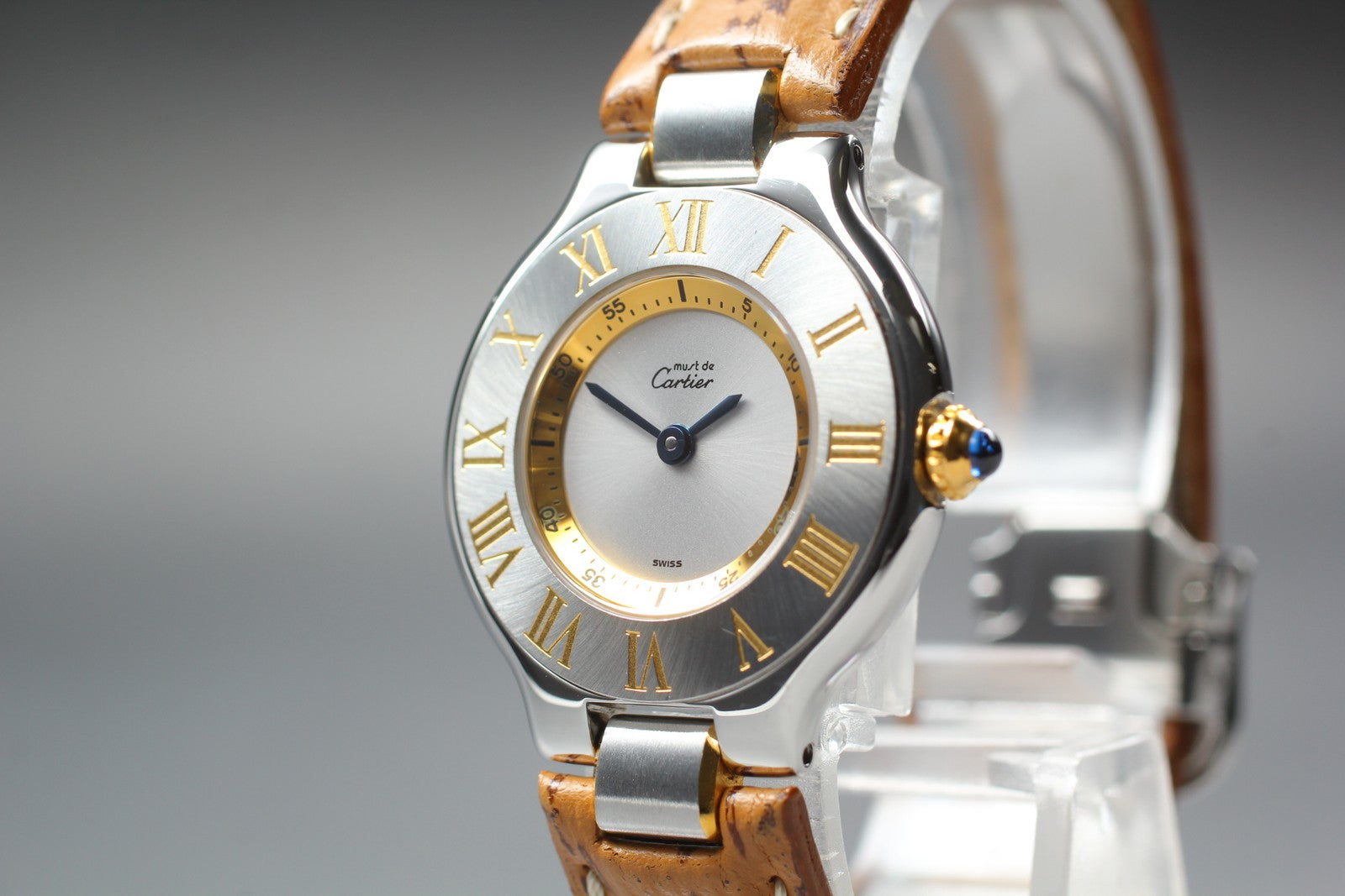[Near MINT- Box] Cartier Must de Cartier 21 1340 Silver 27mm Women's Qz Watch