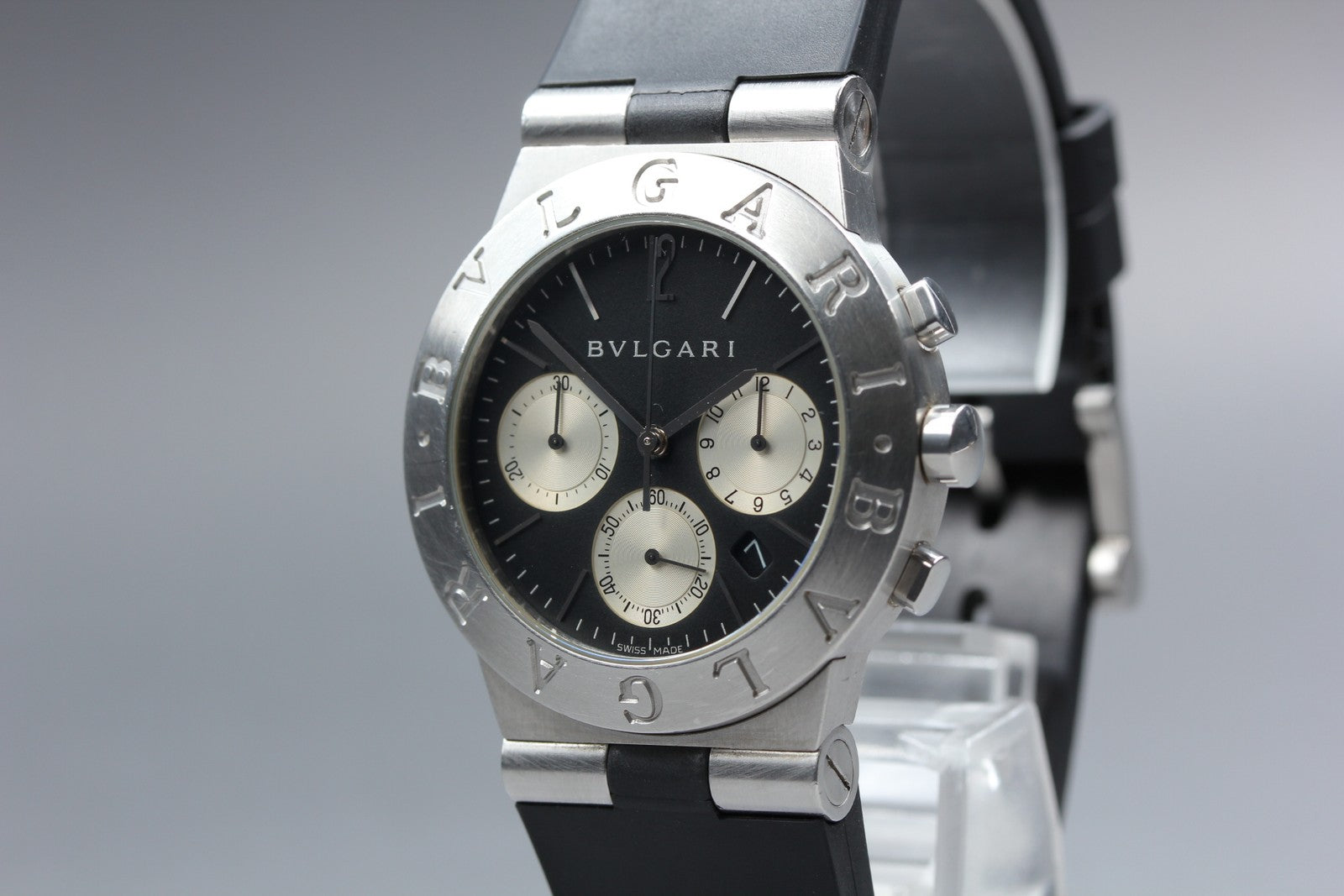New Batt BVLGARI Diagono Sports CH35S Quartz Black Men's Watch 36mm JAPAN Box