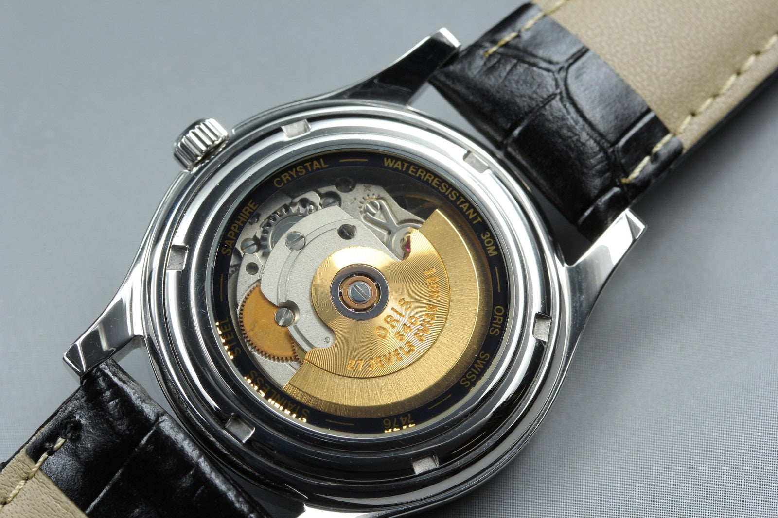 Vintage ORIS Pointer Date 7476 Automatic Black Date Men's Watch 37mm From JAPAN