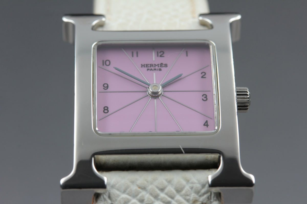 HERMES H Watch HH1.210 Silver Pink Dial 21mm Woman's Watch Quartz JAPAN