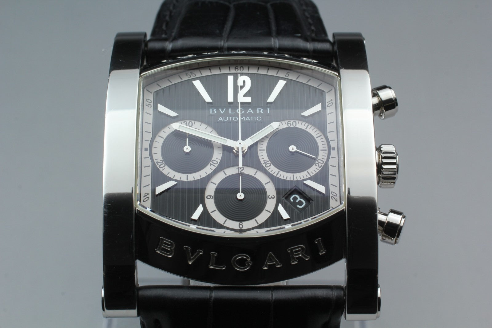 [w/ Box] BVLGARI Assioma AA48SCH Chronograph Black 38mm Automatic Men's Watch