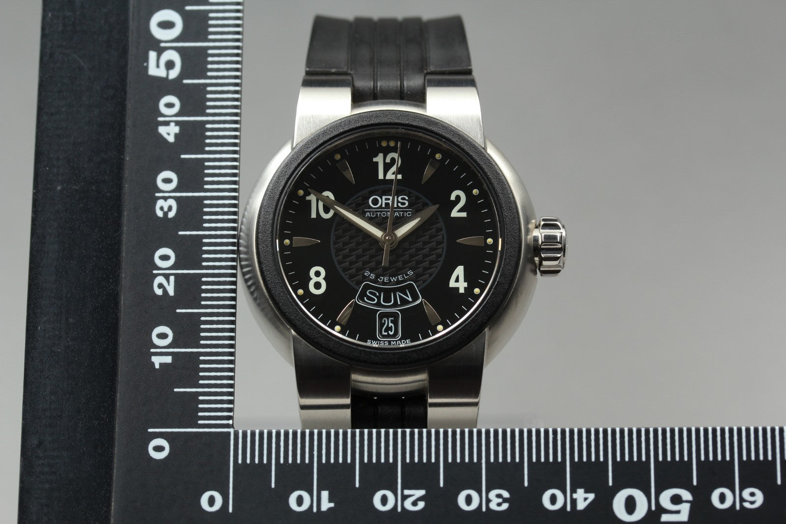 Exc+5*Box ORIS TT1 7523-44 Black Dial Automatic Day/Date Boy's Watch 37mm JAPAN
