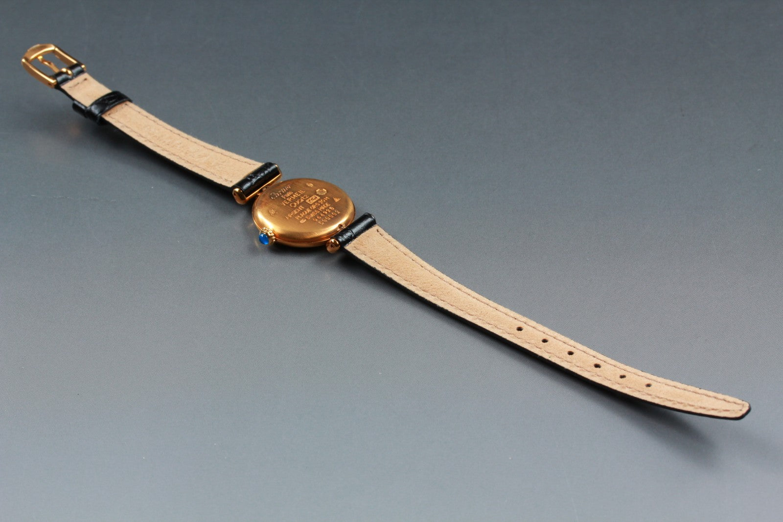 Vintage [w/Box] Cartier Must Colisee Vermeil 590002 Black Women's Quartz Watch