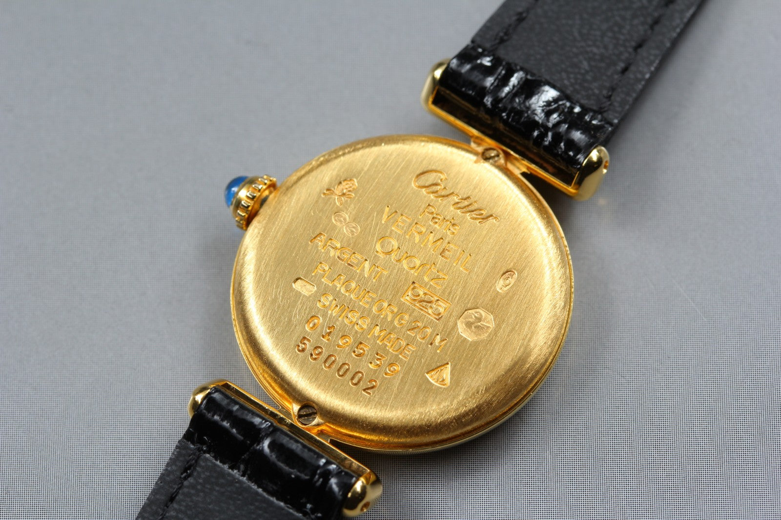 Vintage Cartier Must Colisee Vermeil 590002 Black Women's Quartz Watch [w/Box]