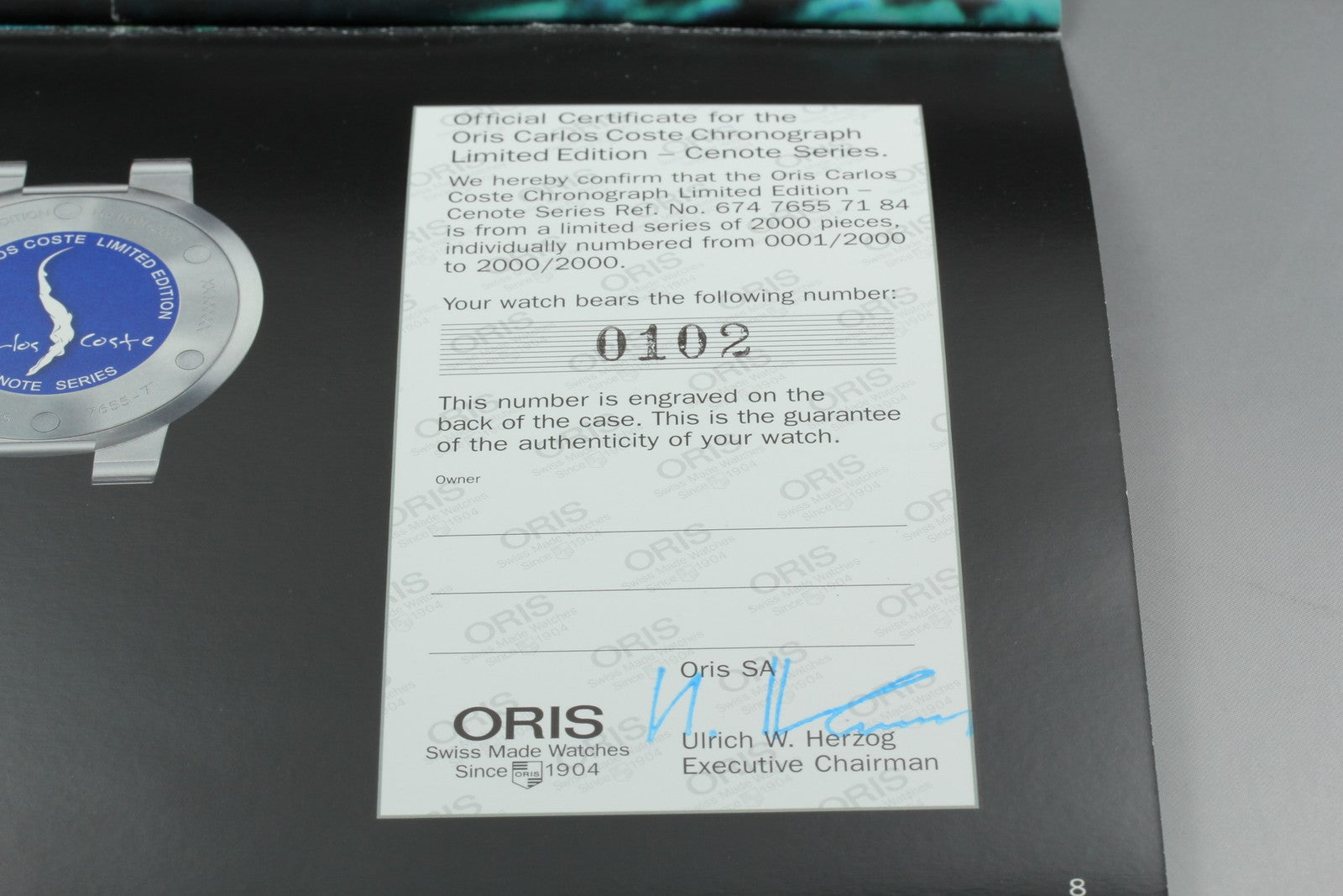 ORIS Carlos Coste Cenote Titanium 7655-71 Automatic Black Men's Watch 46mm Exc+5