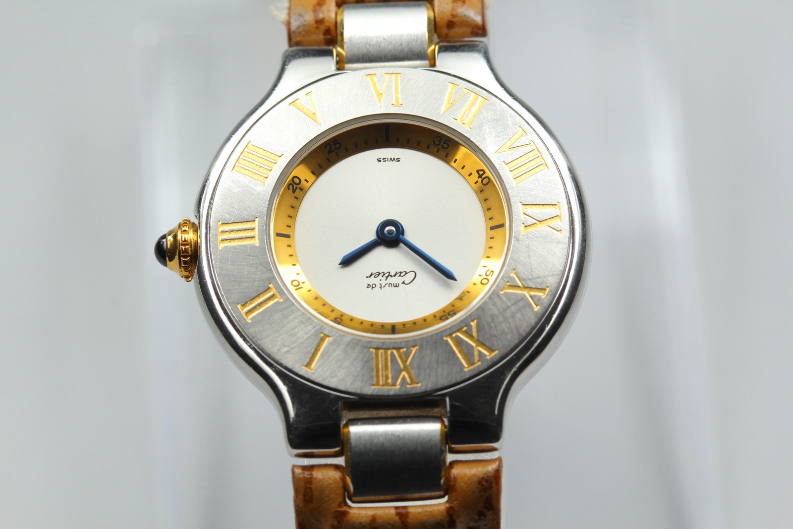 Exc+5 Box Cartier Must de Cartier 21 1340 Brown Silver 27mm Women's Quartz Watch