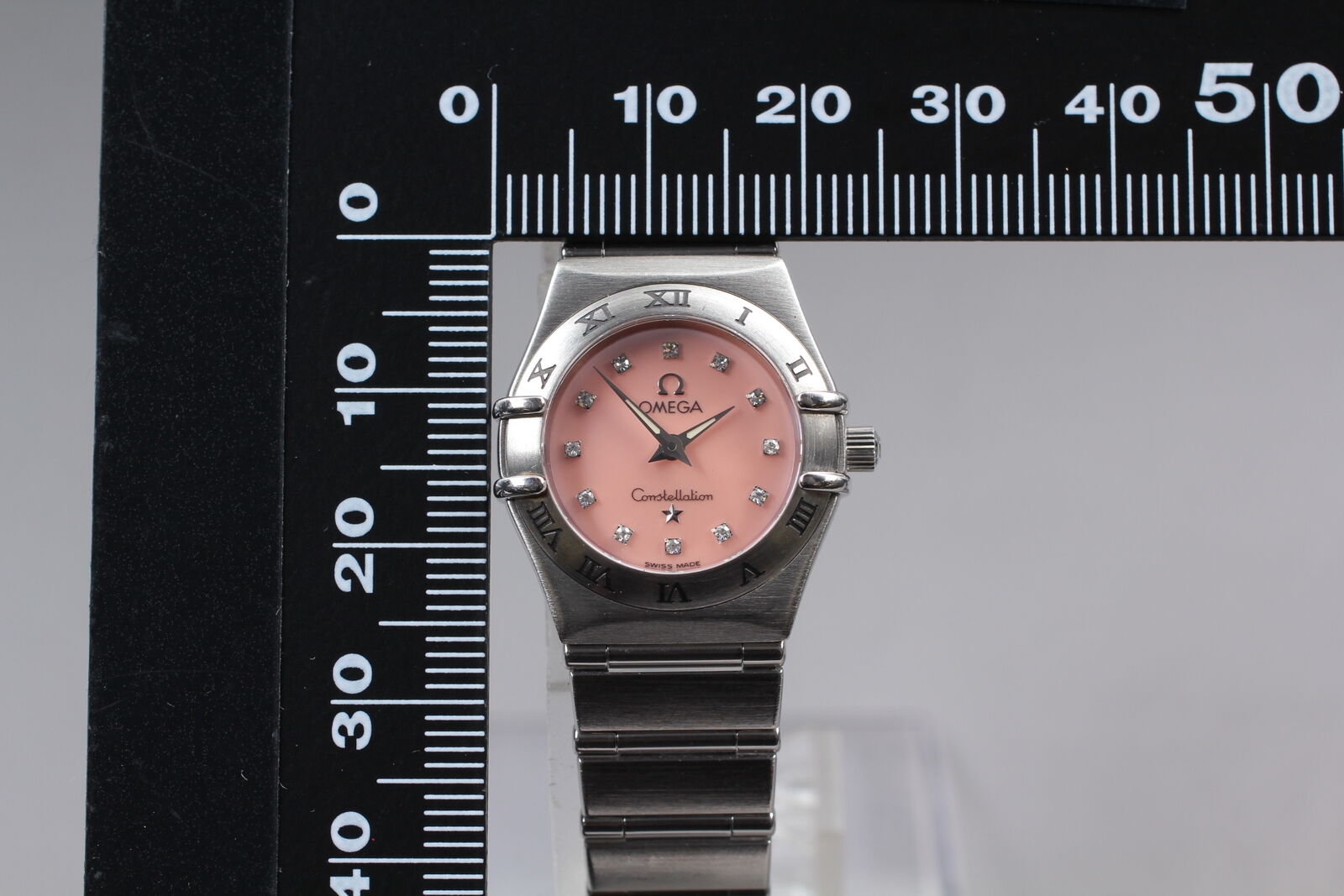 New Battery Exc+5 Box Omega Constellation Mini 1562.65 Pink Shell Qz Women Watch