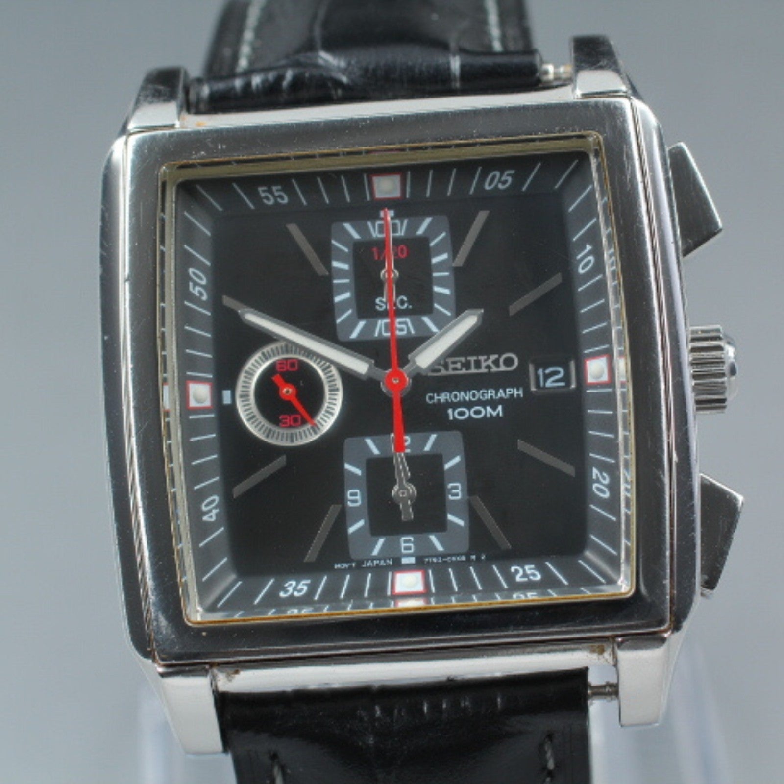 RARE[Exc+5] SEIKO Chronograph 7T92-0HS0 Black Quartz Men's Watch 39mm JAPAN