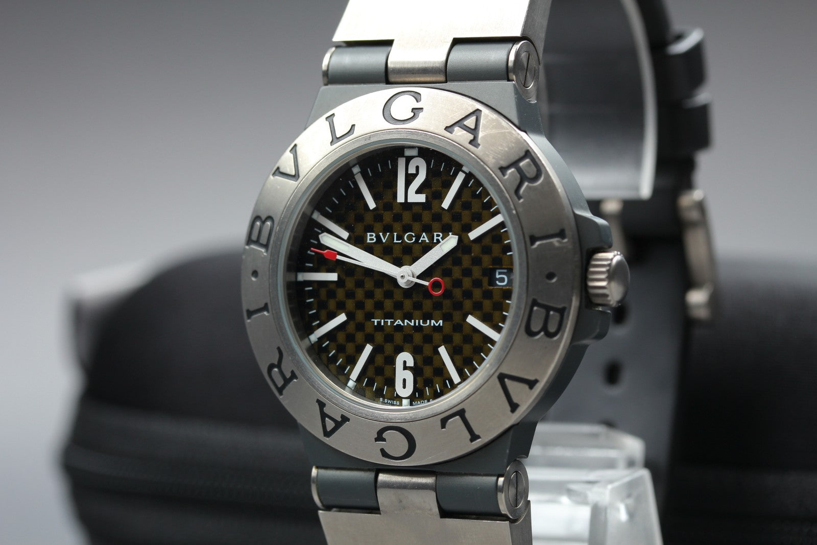 Vintage BVLGARI Diagono TI38TA Automatic Black Date Men's Watch 38mm From JAPAN