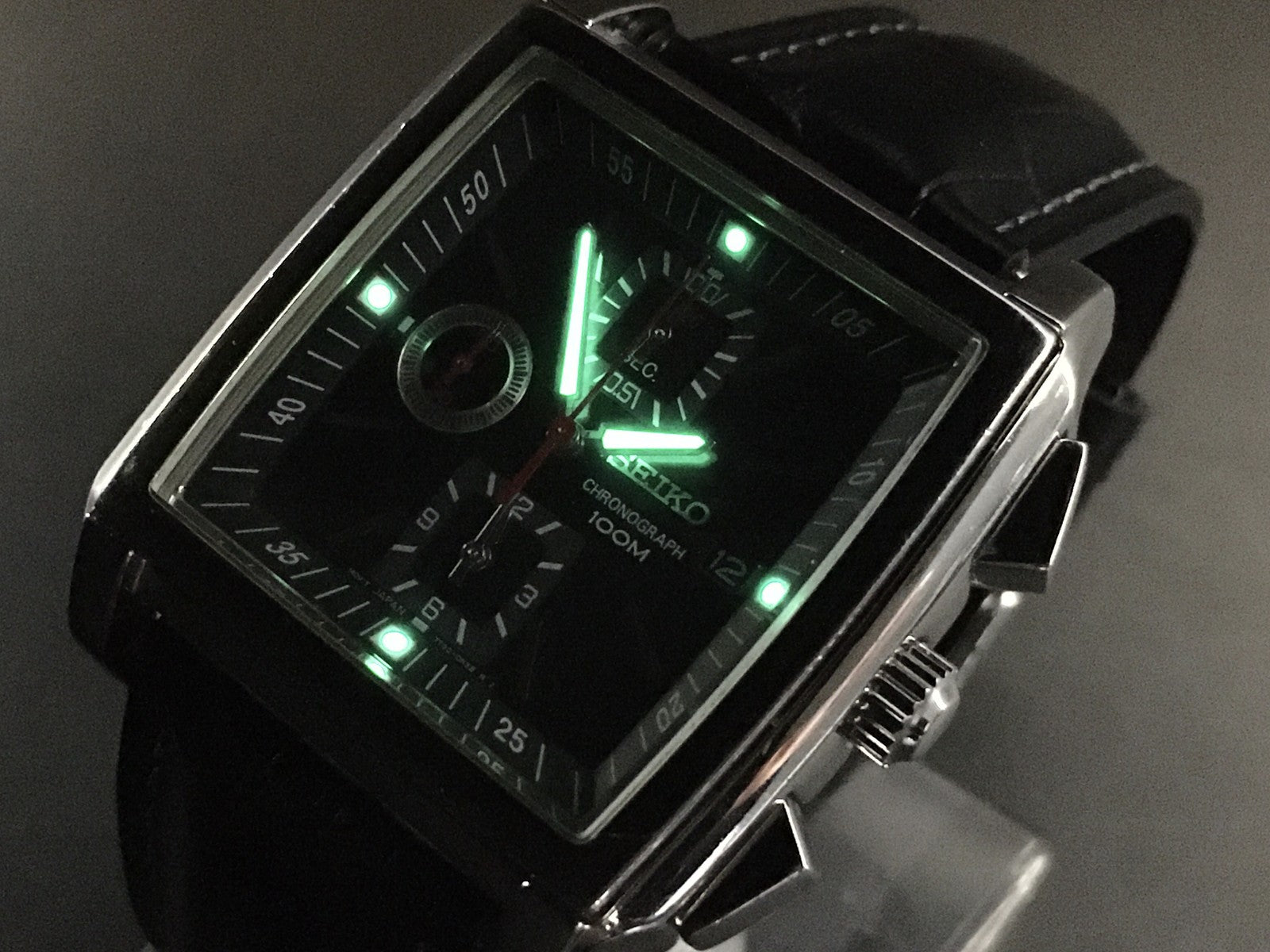 RARE[Exc+5] SEIKO Chronograph 7T92-0HS0 Black Quartz Men's Watch 39mm JAPAN