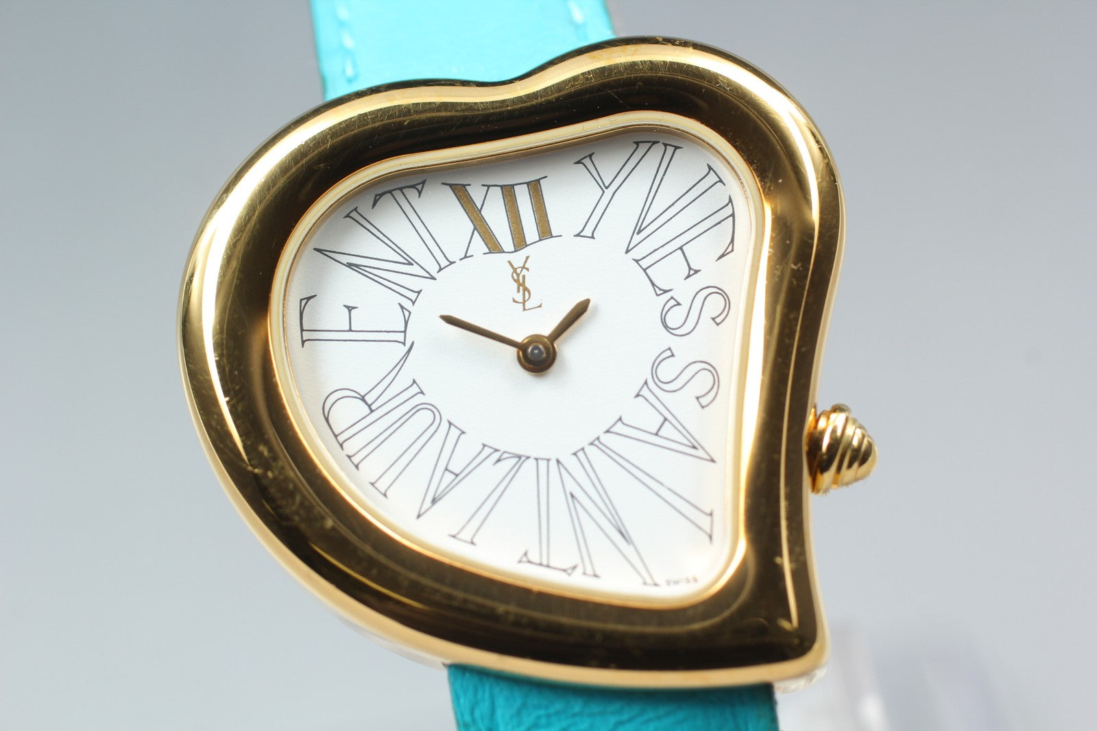 [Exc+5 Box] Yves Saint Laurent Heart Gold Turquoise 30mm Women's Watch Quartz