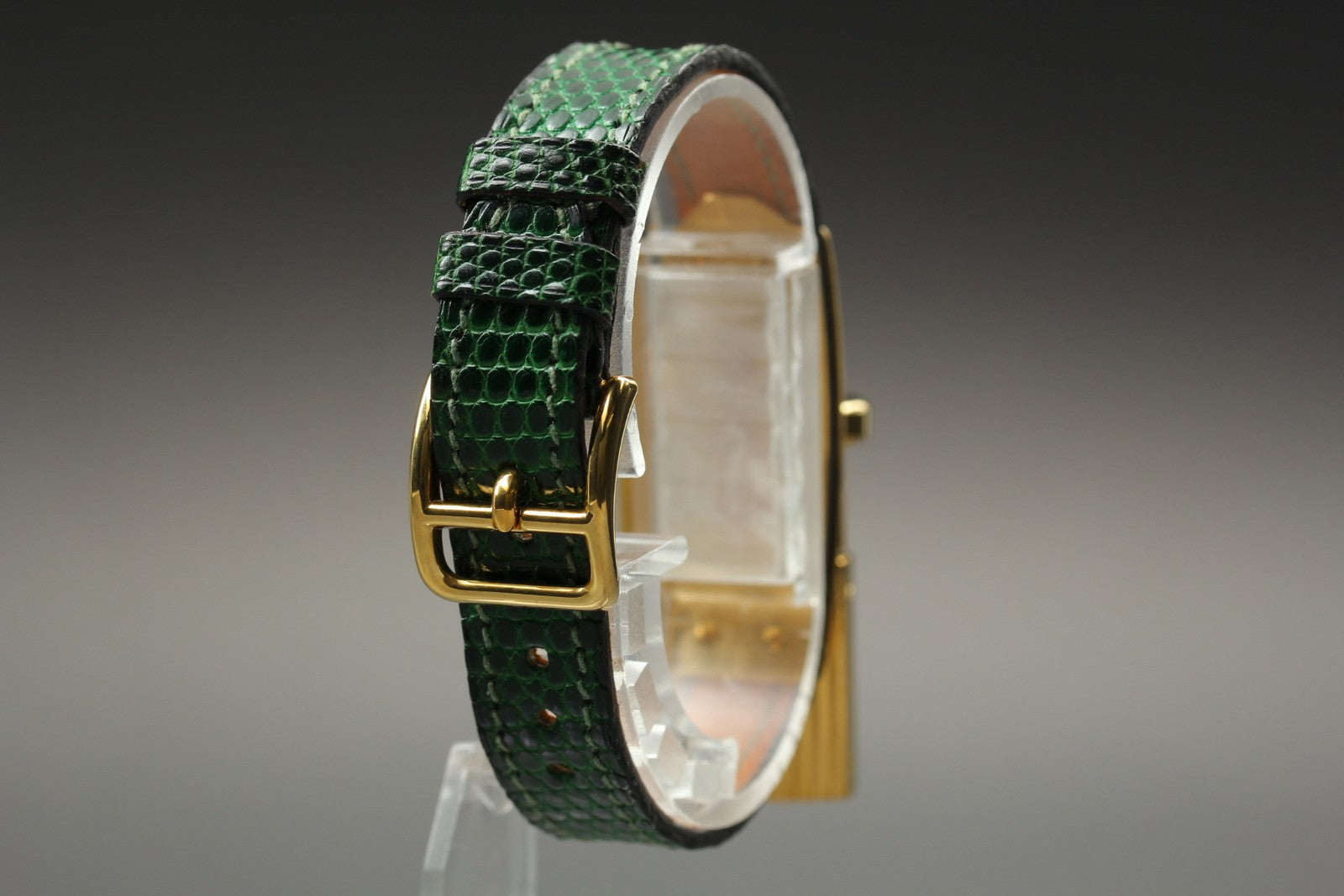 Overhauled [Exc+5 Box] HERMES Kelly Watch Gold Green "S" Woman's Quartz Watch