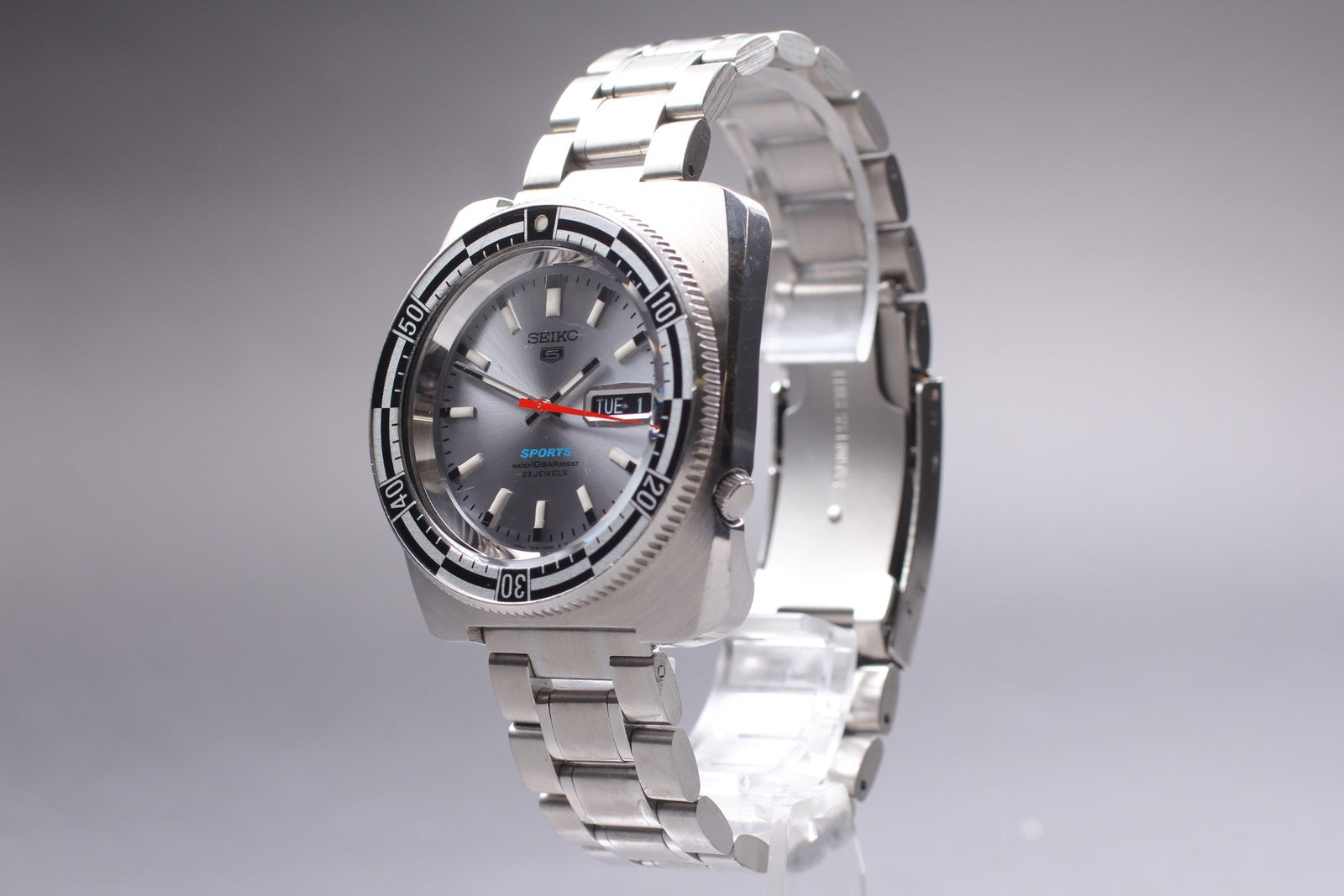 Exc+4 SEIKO 5 Sports 7S36-0070 Silver Dial Rally Diver Analog Men’s Watch JAPAN