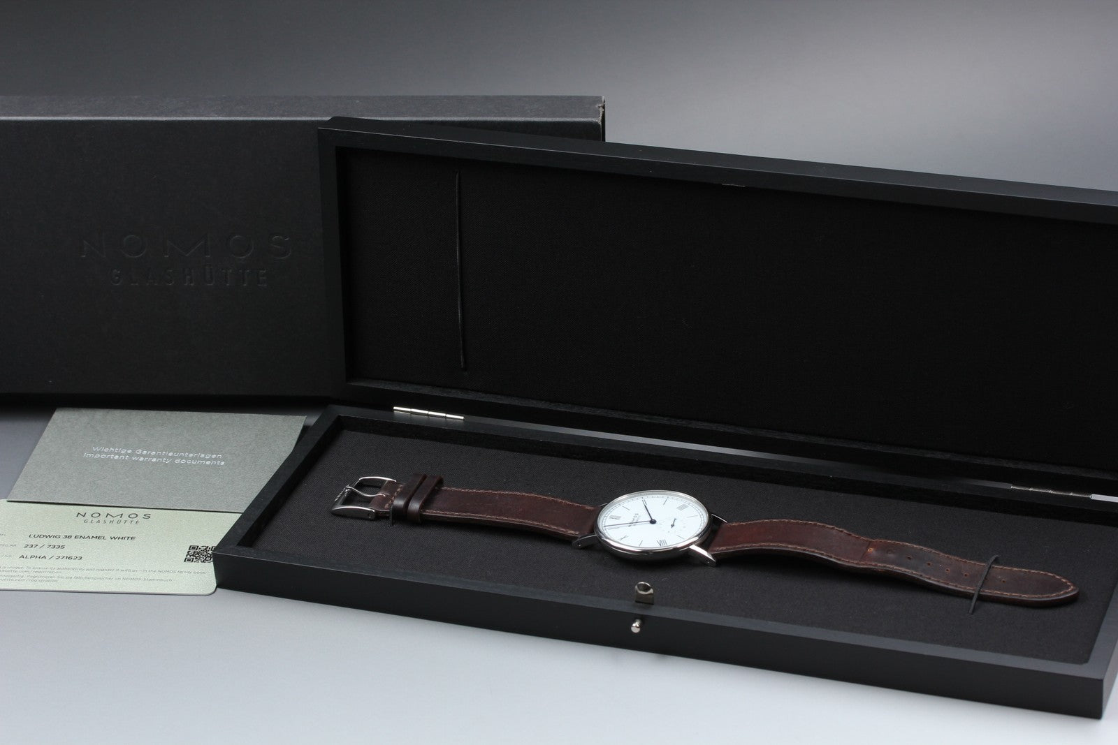 NOMOS GLASHÜTTE Ludwig 38 Small Second Manual Wind White Brown Men's Watch [Box]