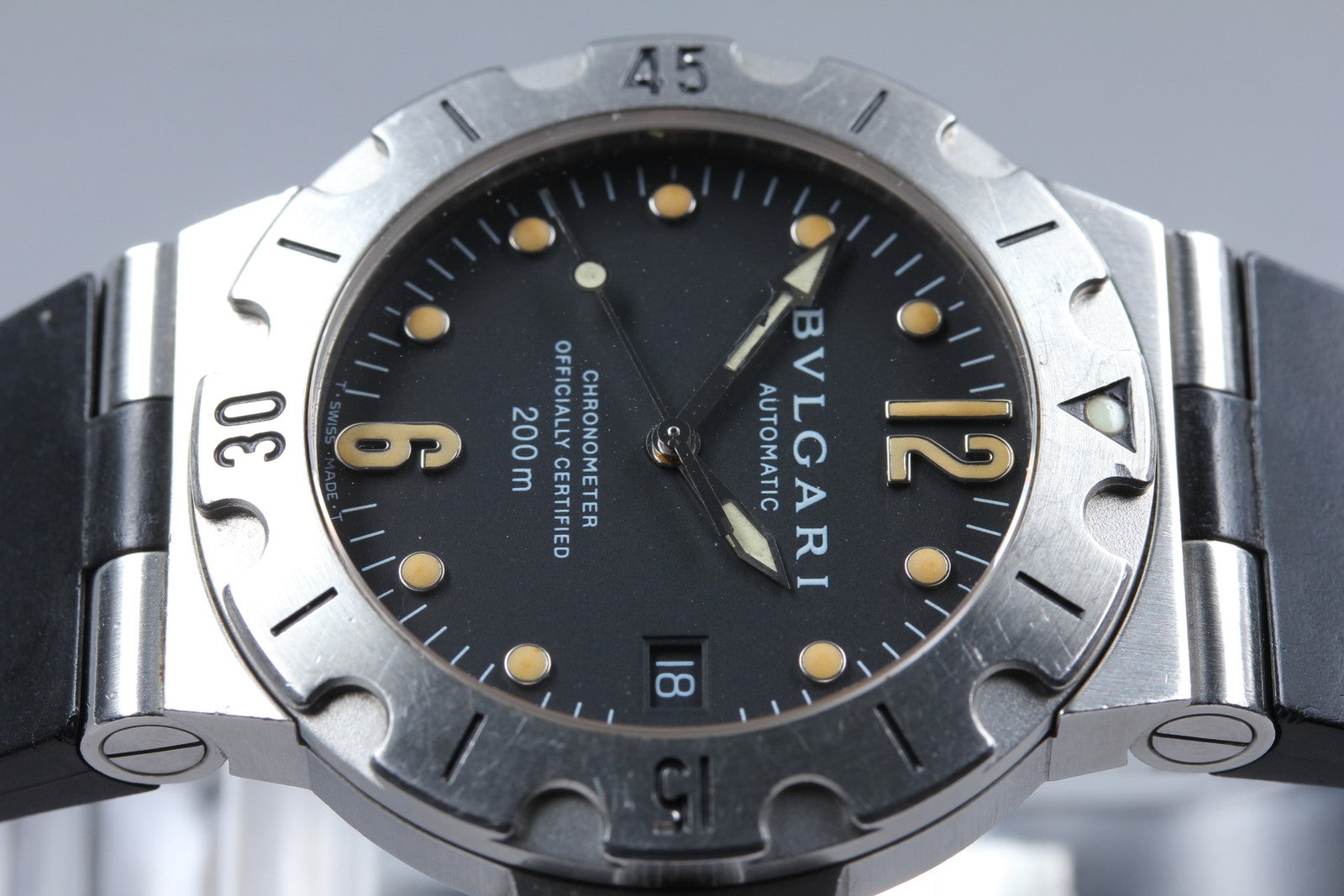 Exc+5*Box BVLGARI Diagono Scuba SD38S Black Automatic Men's Watch 38mm JAPAN