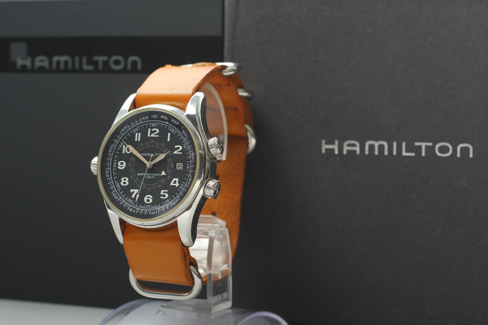 Hamilton Khaki UTC H775050 GMT Automatic Black Men's Watch 43mm JAPAN Box