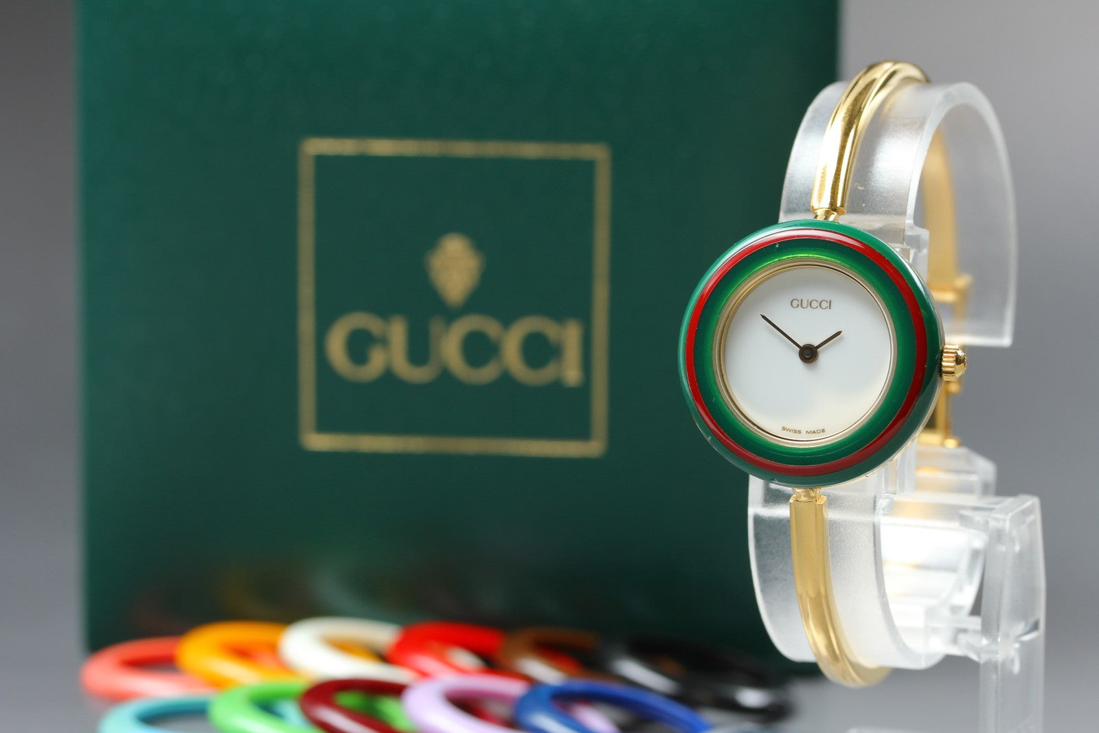 New Batt Gucci Change Bezel 11/12.2 12Color Quartz Women's Watch From JAPAN Box