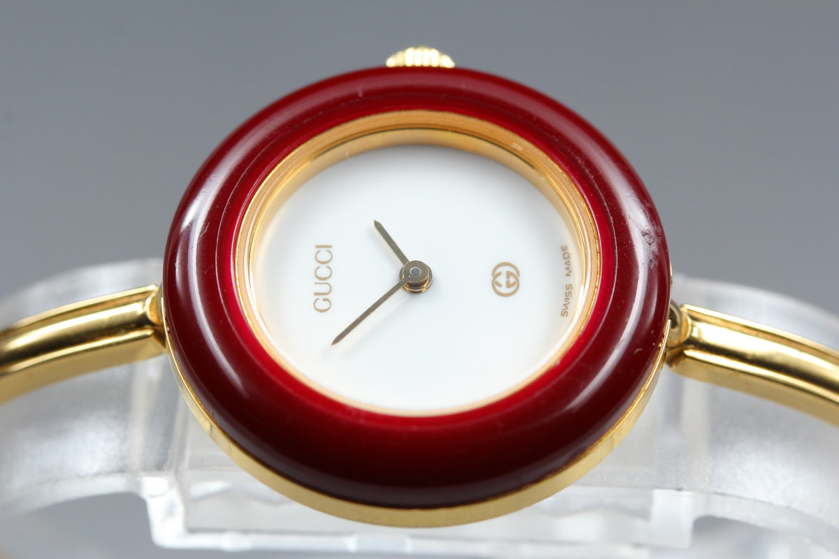 New Batt Gucci 1100-L Change Bezel 11Colors White Women Quartz Watch 26mm JP Box