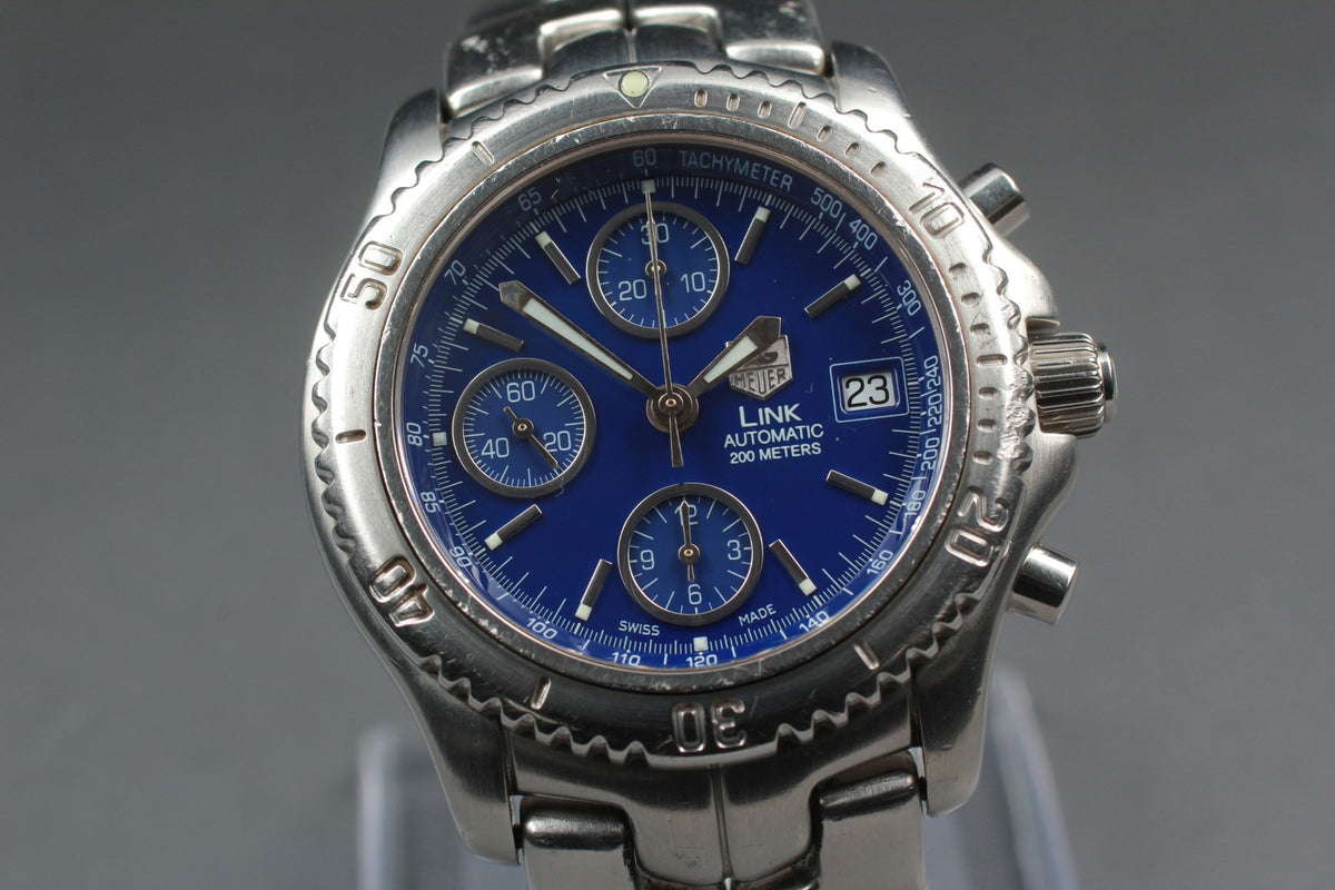 TAG Heuer Professional CT2110 Chronograph Blue Automat Men's Watch 41mm JAPAN