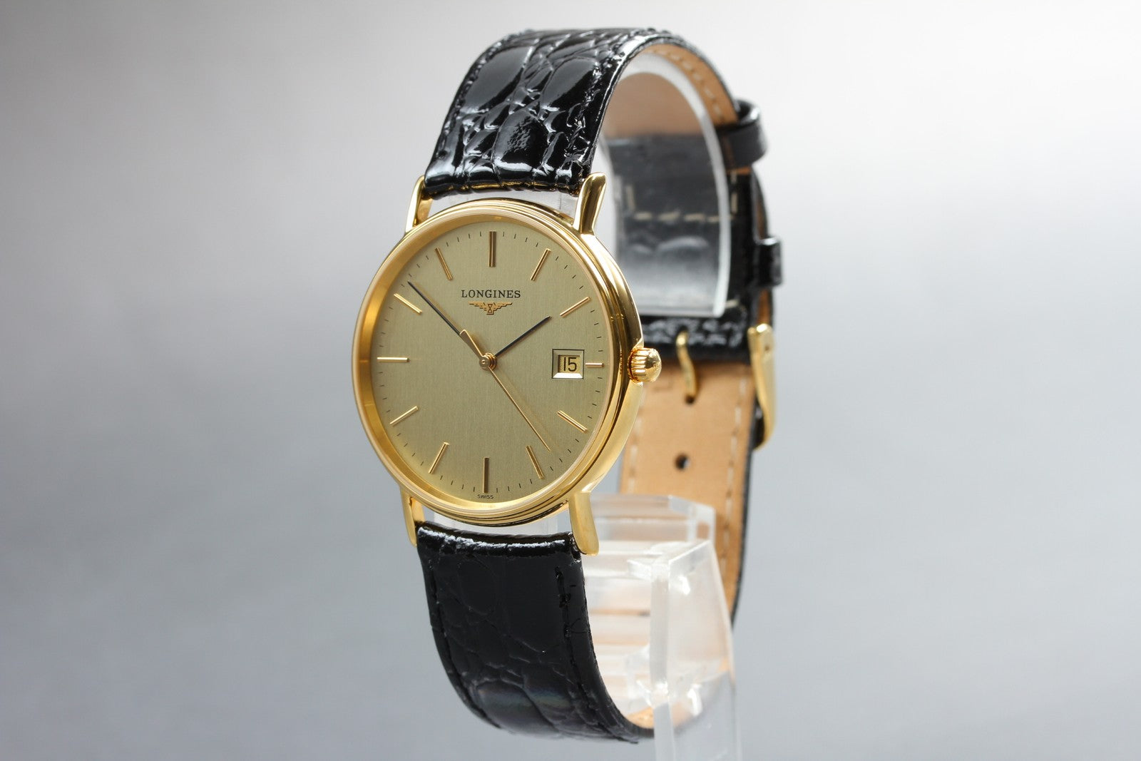 [Near MINT-] LONGINES Grand Classic L4.720.2 Gold Black 32mm Quartz Men's Watch