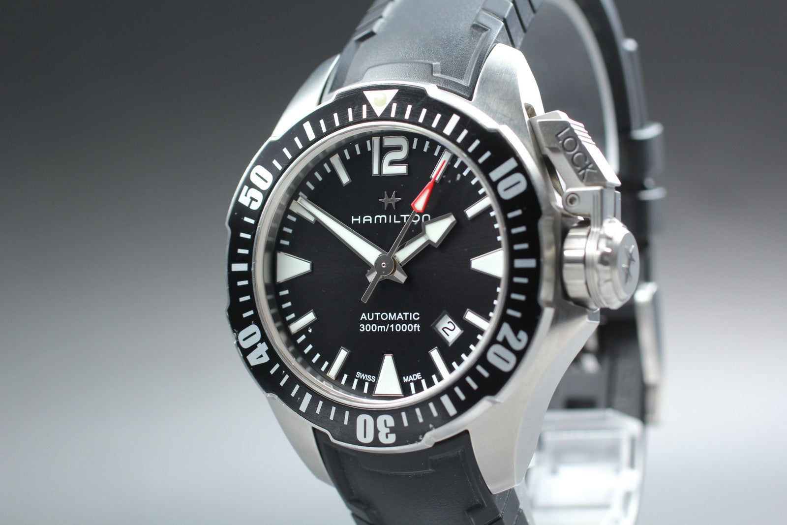 Hamilton Khaki Navy Frogman H776050 Black Date 42mm Automatic Men's Watch