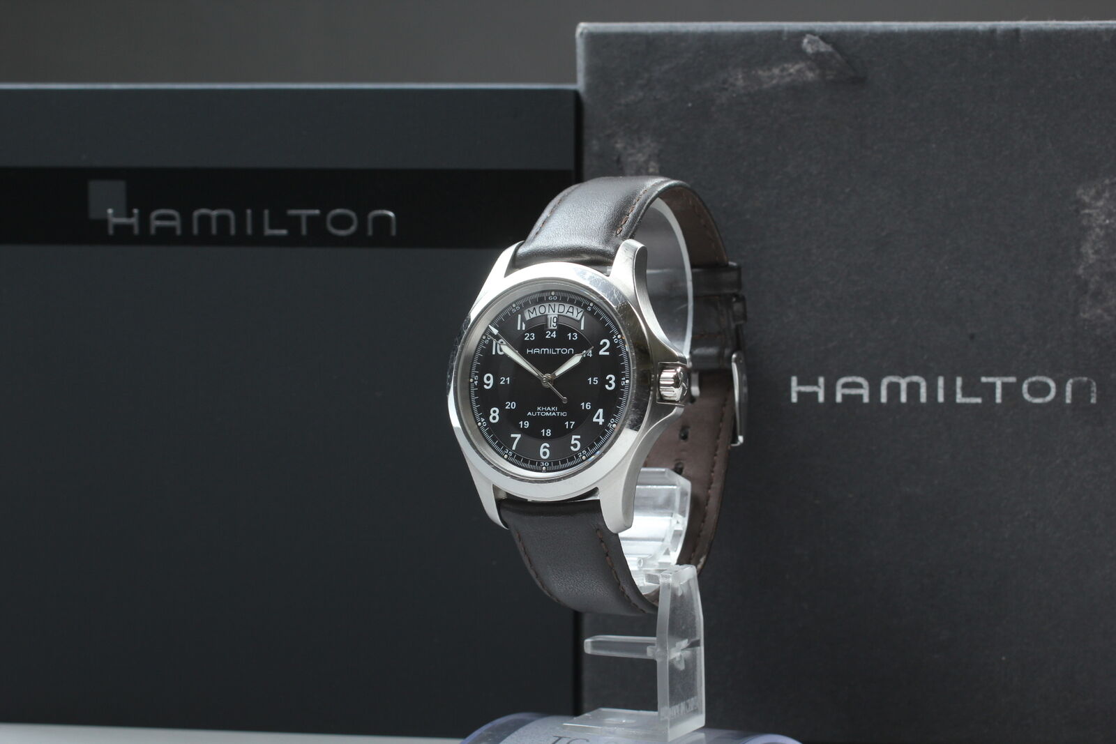 [Exc+5 w/ Box] Hamilton Khaki Men's Black 25J Automatic Men's Watch From JAPAN