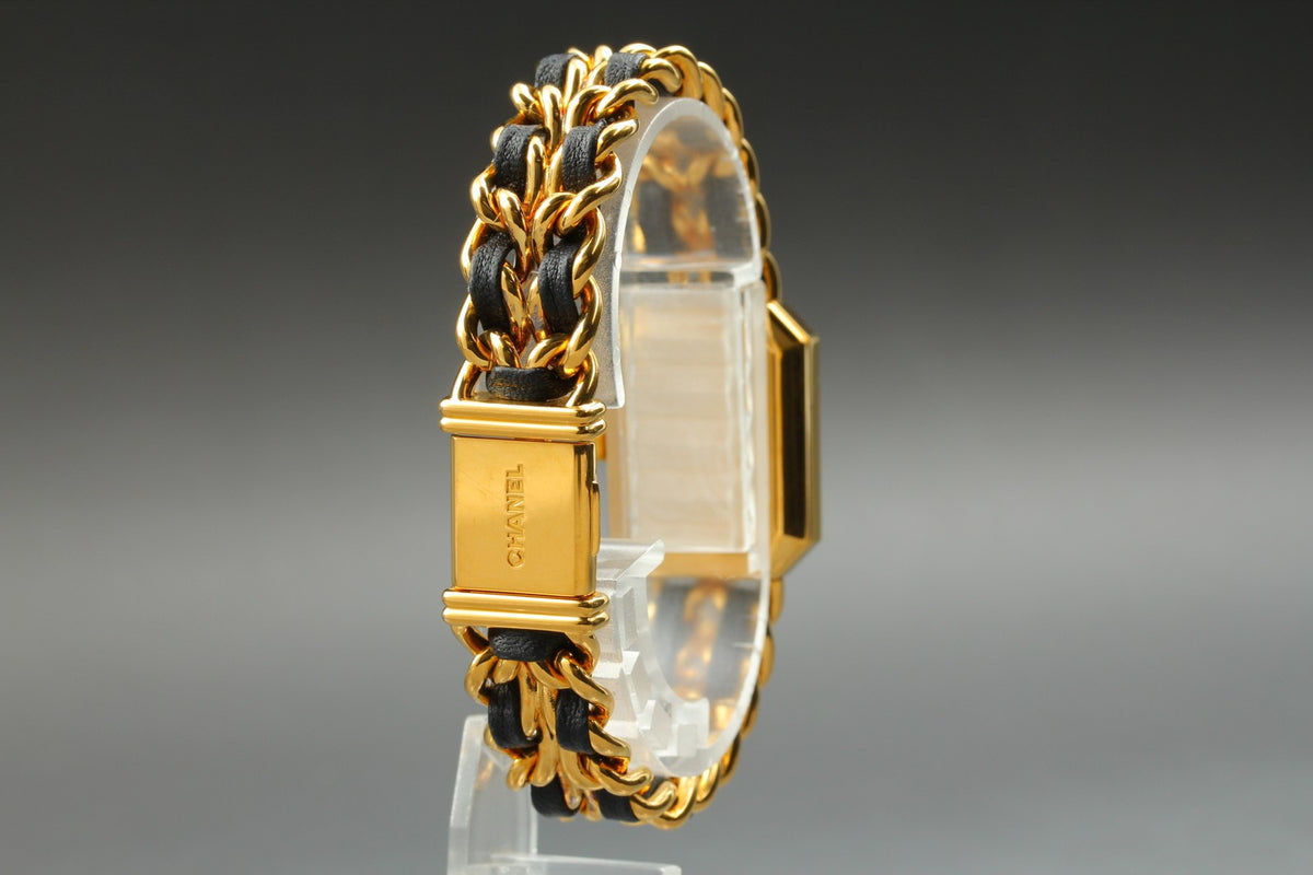 CHANEL Premiere L Size Black Dial Gold 20mm Quartz Women's Watch Vintage [Box]
