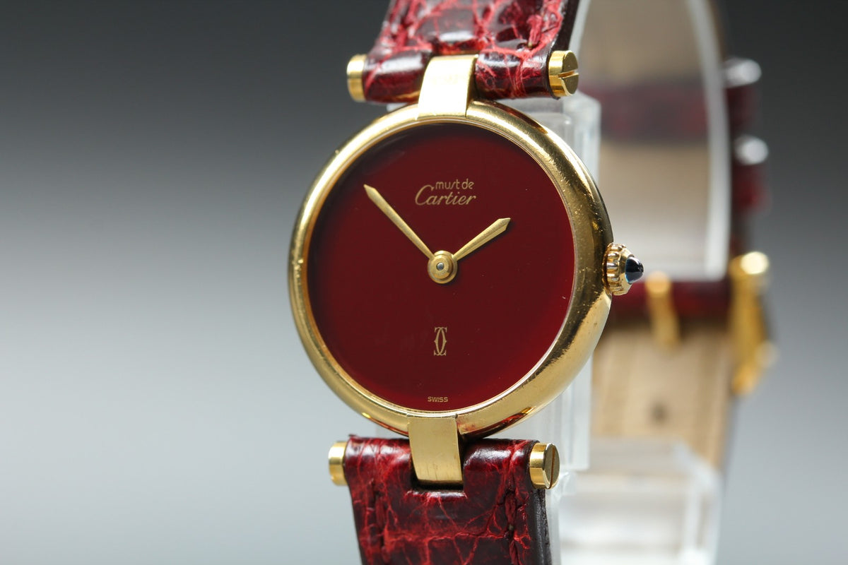 Cartier Must de Cartier Vendome 24mm Red Gold Women's Qz Watch Vintage [Pouch]