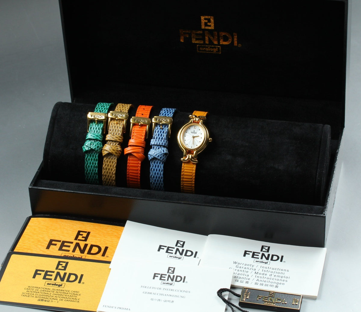 FENDI 640L Chameleon 5 Colors Belt Gold Women's Quartz Watch Vintage [Box]