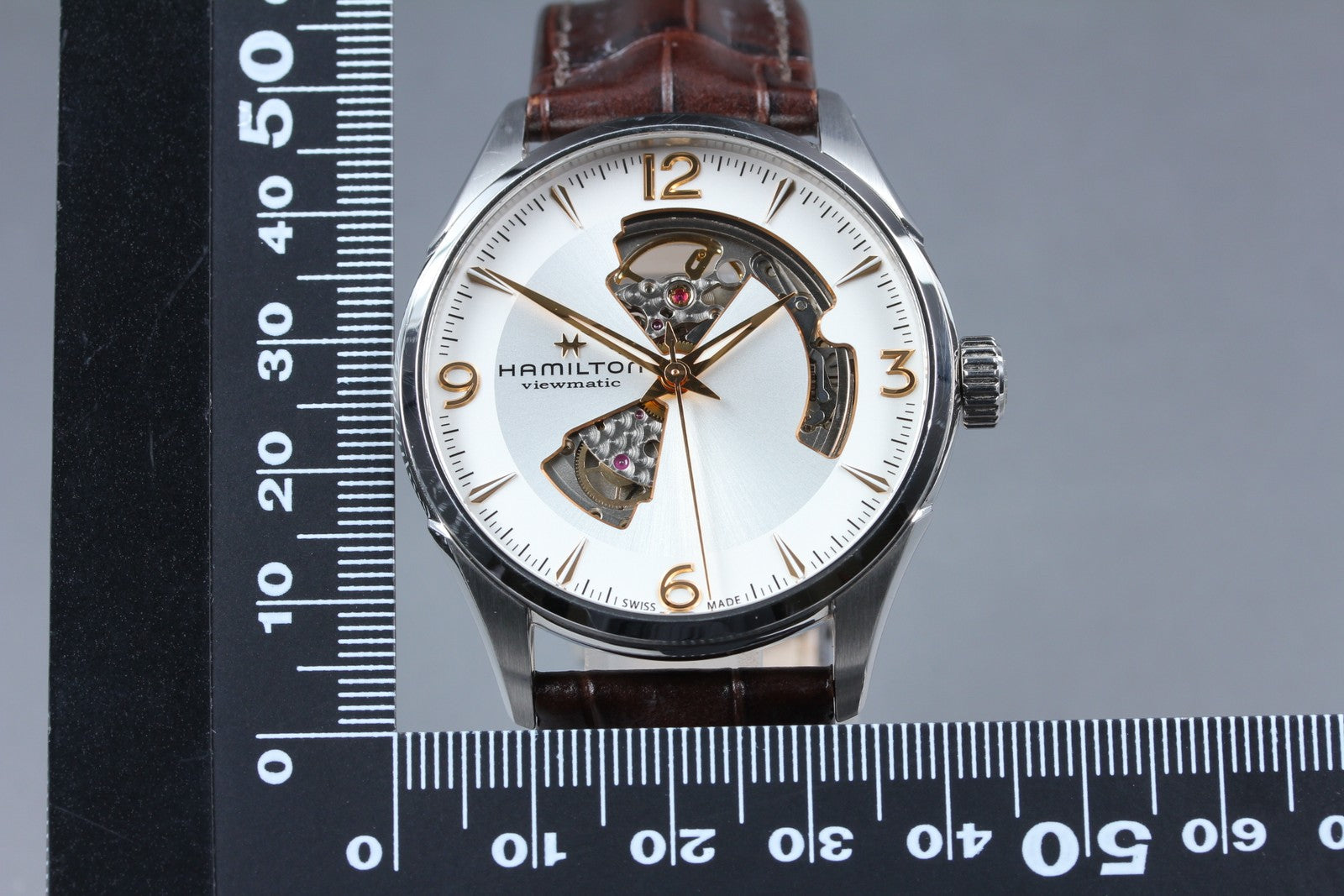 [Exc+5 Box] HAMILTON Jazzmaster H327050 Open Heart Brown Automatic Men's Watch