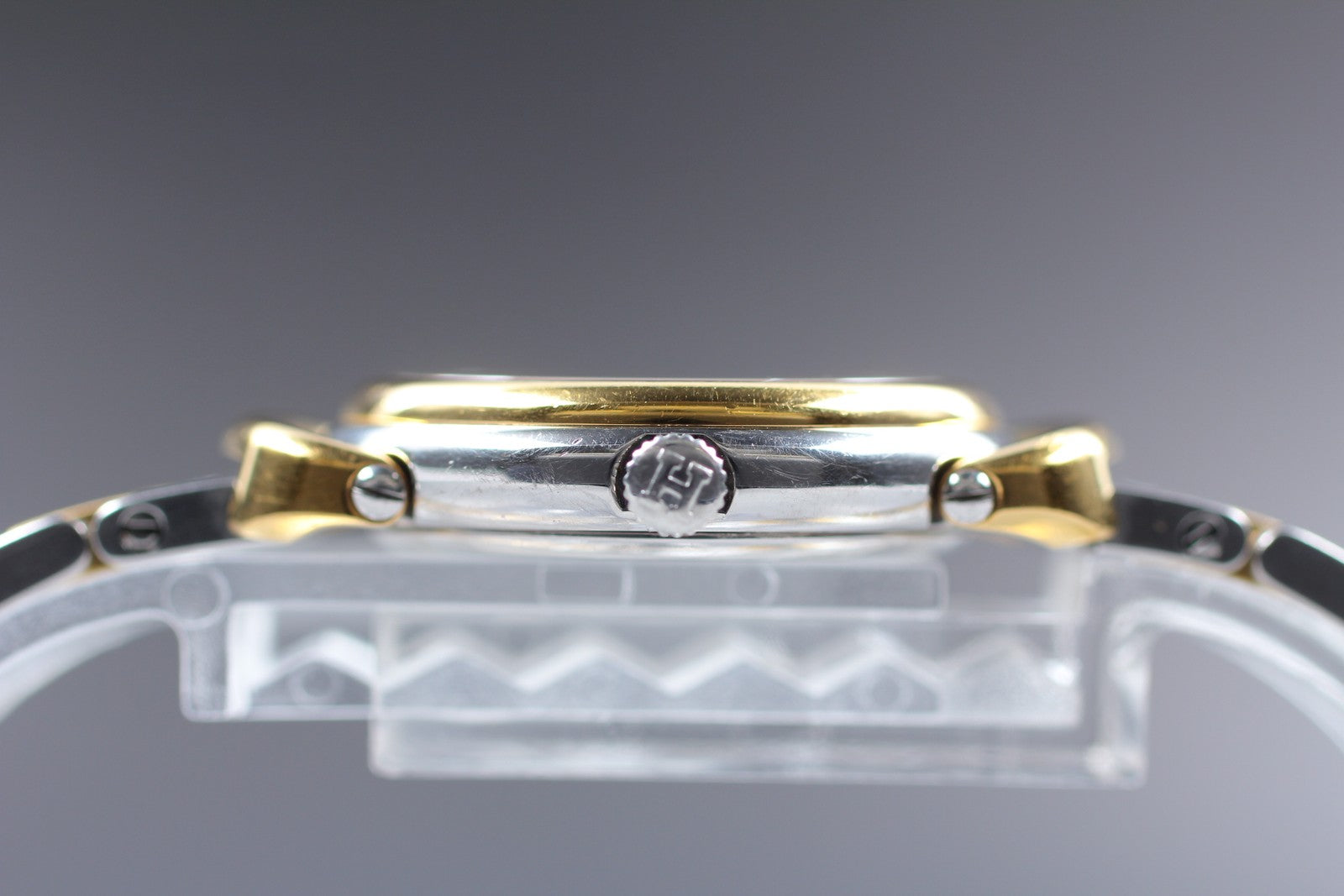 Vintage [Exc+4] Hermes Pullman PU2.240 Ivory Dial 24mm Date Woman's Quartz Watch