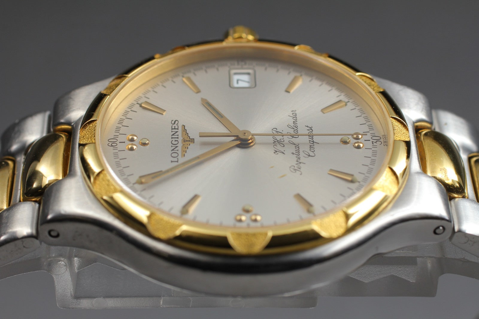 New Batt[Exc+5] LONGINES Conquest VHP L1.627.3 Quartz Silver Men's Watch 34mm JP