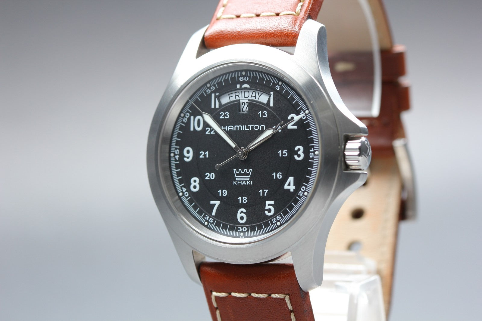 Hamilton Khaki Field King H644510 Black Dial Brown 40mm Men's Quartz Watch