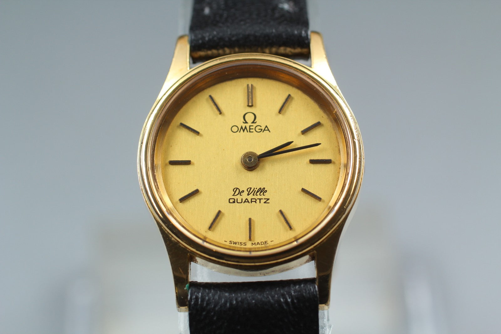 Vintage [Exc+5] OMEGA De Ville Cal.1353 591.0019 Gold Black Quartz Women's Watch