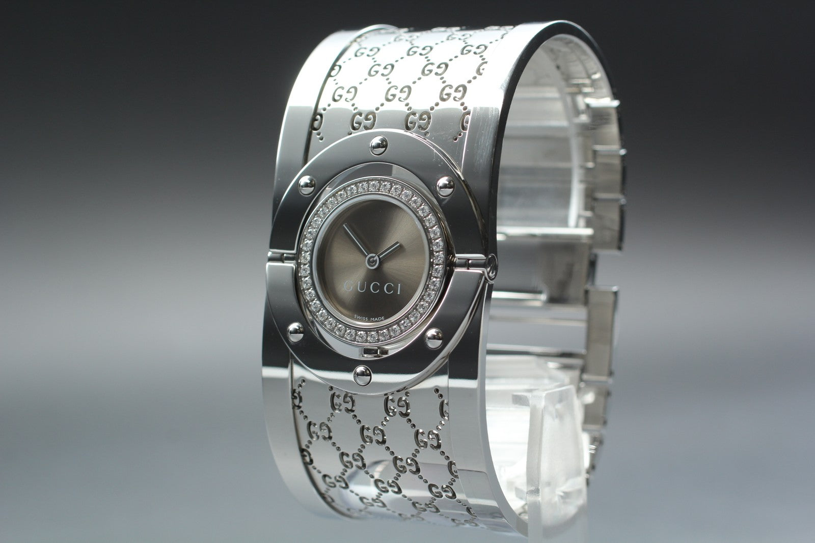 [Exc+5 Box] GUCCI 112 Twirl Diamond Brown Dial YA112416 Woman's Quartz Watch